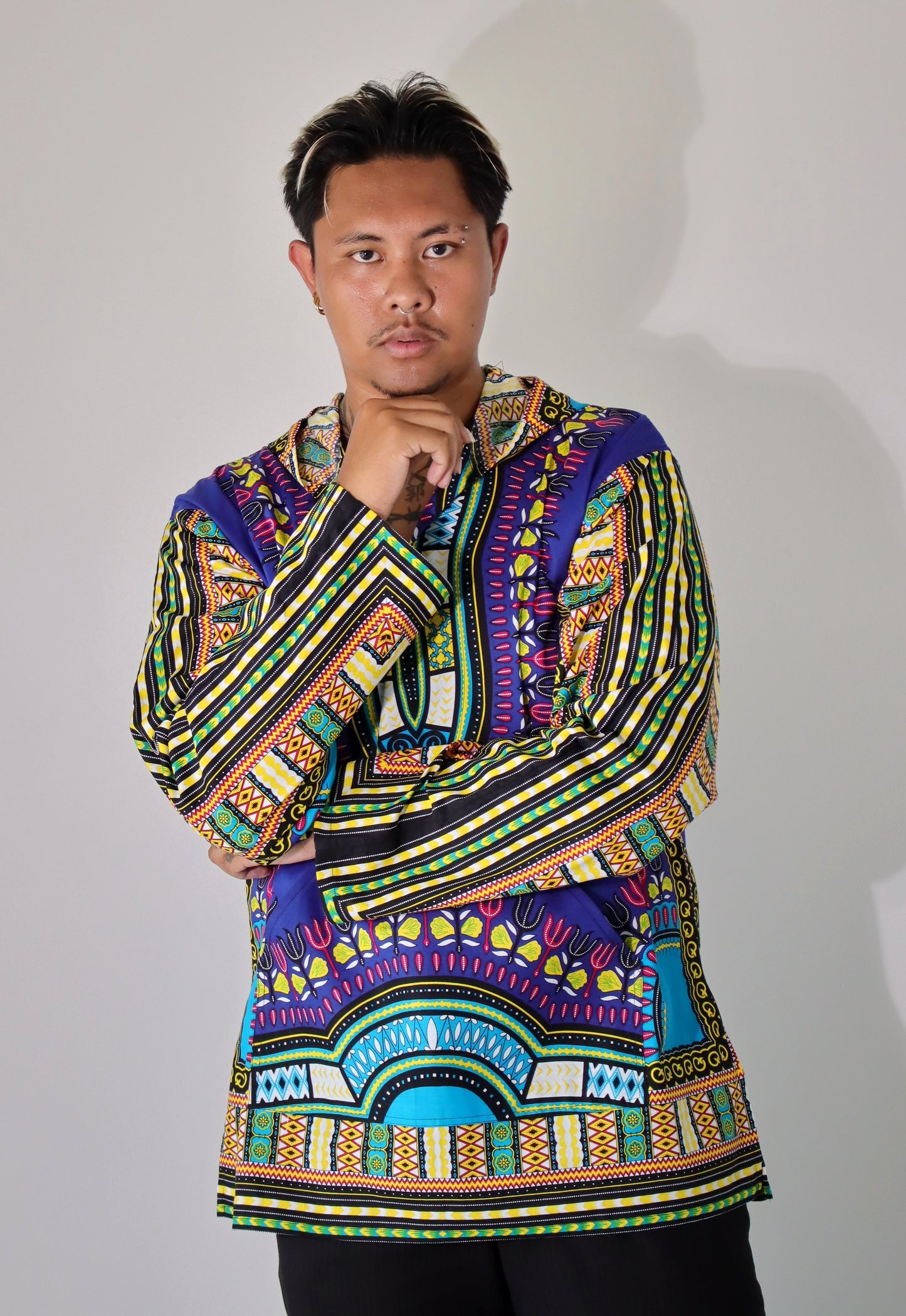 African Dashiki Unisex Jackets - Colorful Windbreaker Hoody Long Sleeve