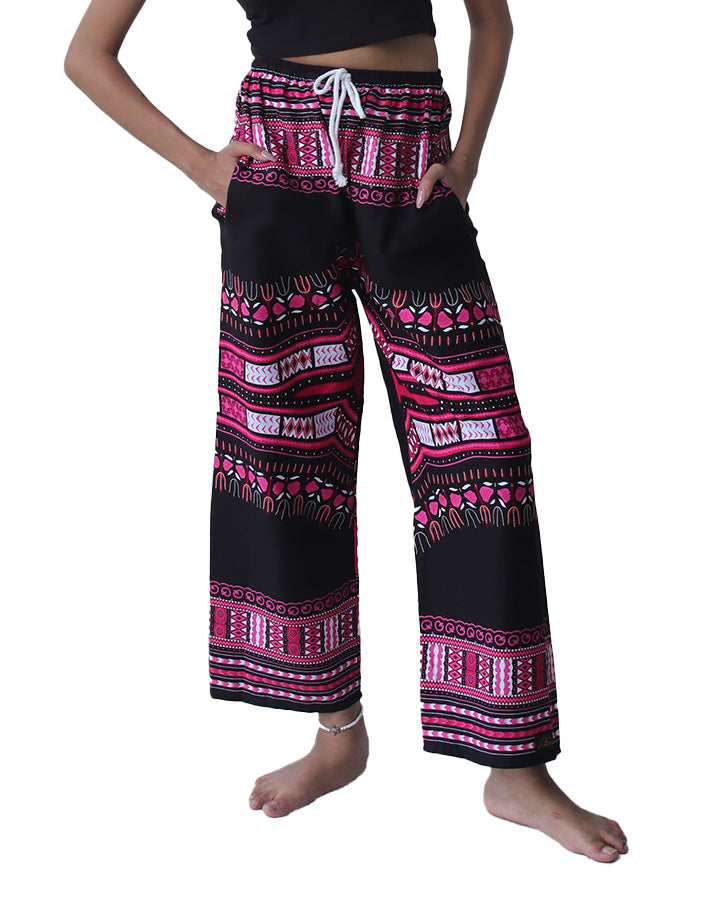 African Dashiki Cotton Baggy Straight Leg Dashiki Unisex Casual Pants Africa Print Elastic Waist
