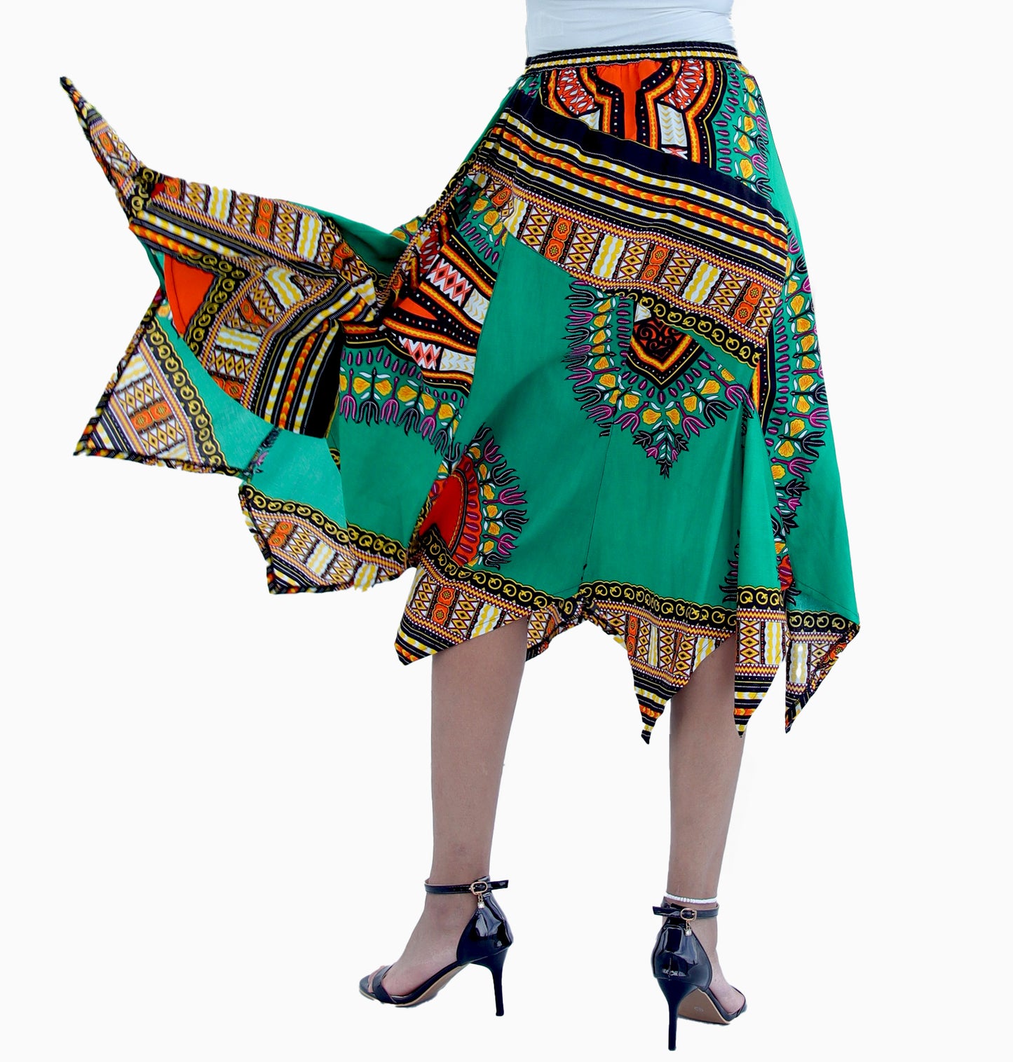 African Dashiki Dance Skirt - Wild Angle Cut African BouBou Afrika Dashiki Art