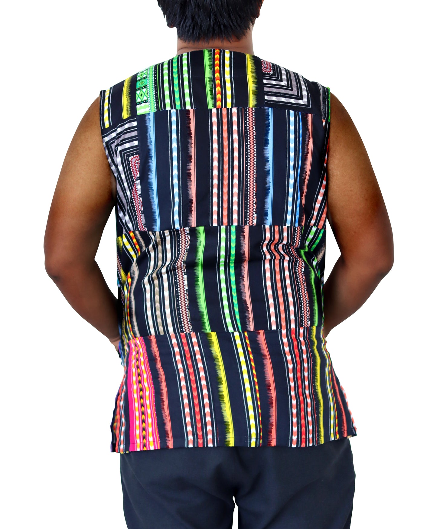 DA'IKI Hand Quilted Cotton Patchwork Africa Dashiki Vest Afrikan Shirt