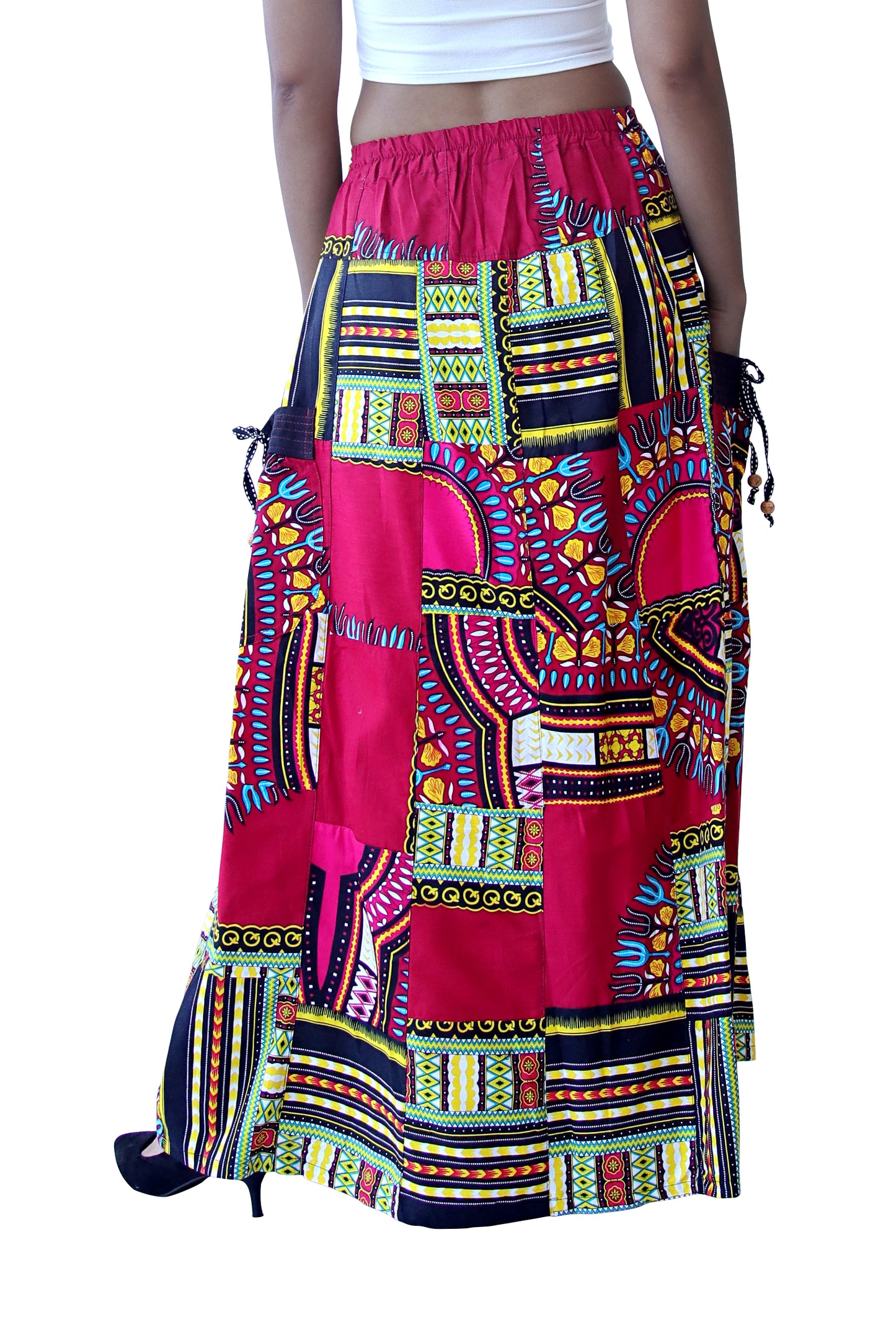 Tennessee Homestead Patchwork Boubou Skirt with Side Pockets Dashiki Art