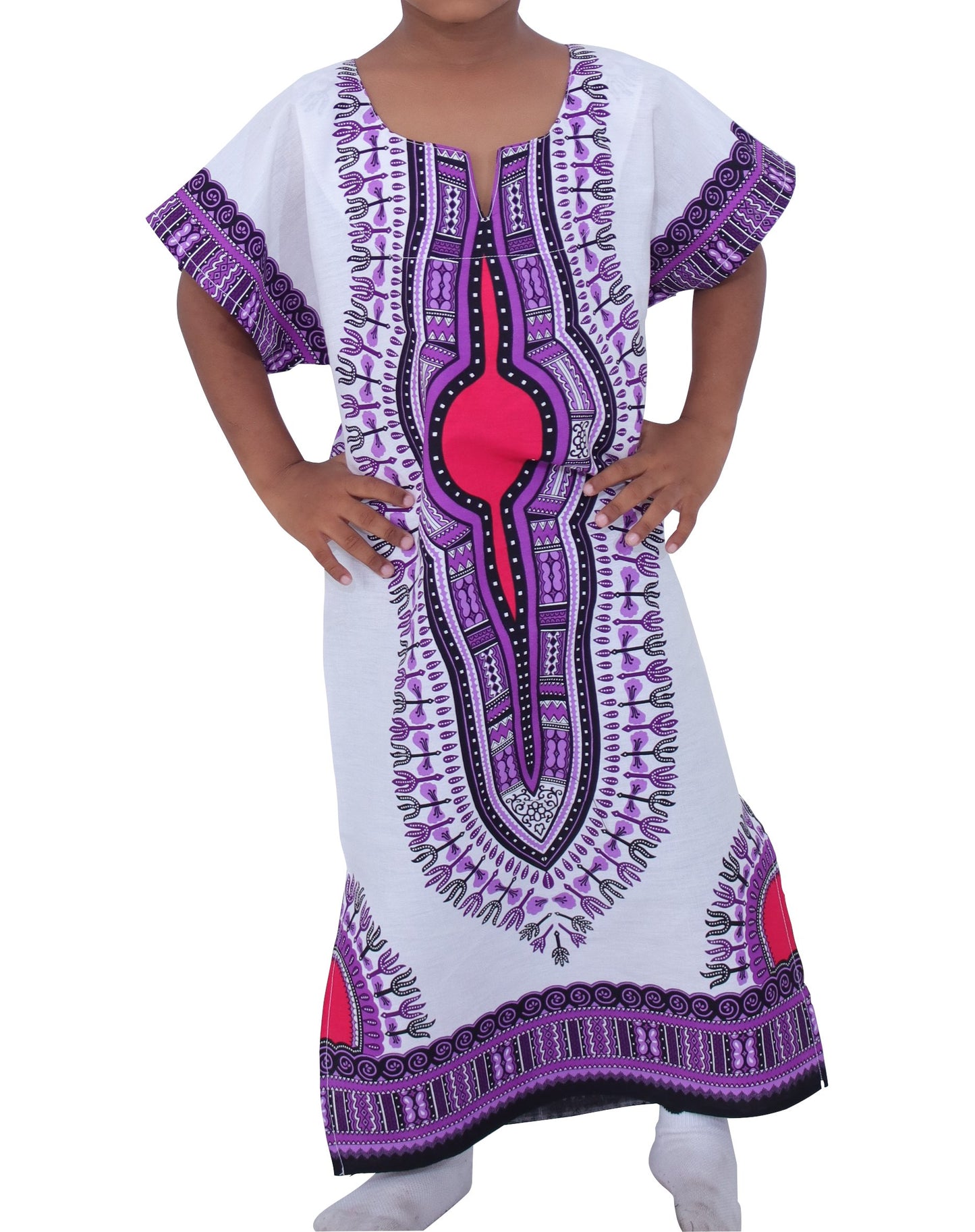 Childrens Kaftan Dashiki Afrikan Full One Piece Throw Over Cotton Kurta Chiton Outfit