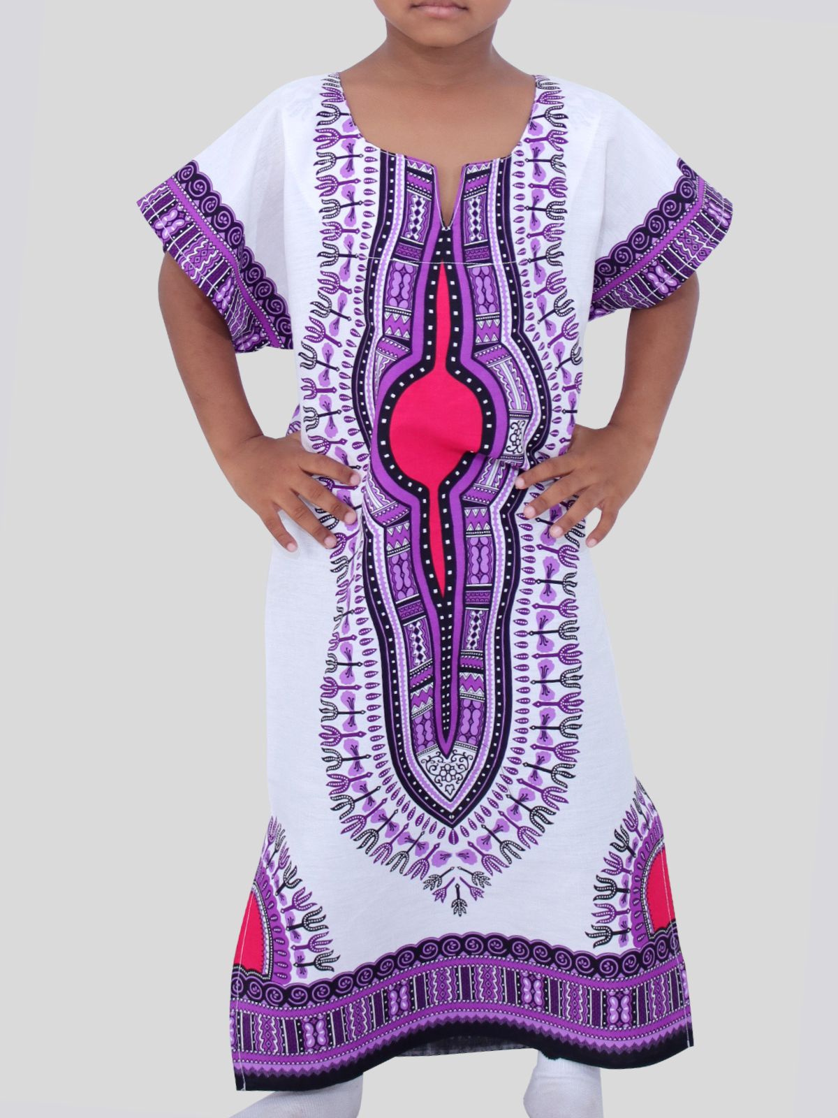 Childrens Kaftan Dashiki Afrikan Full One Piece Throw Over Cotton Kurta Chiton Outfit
