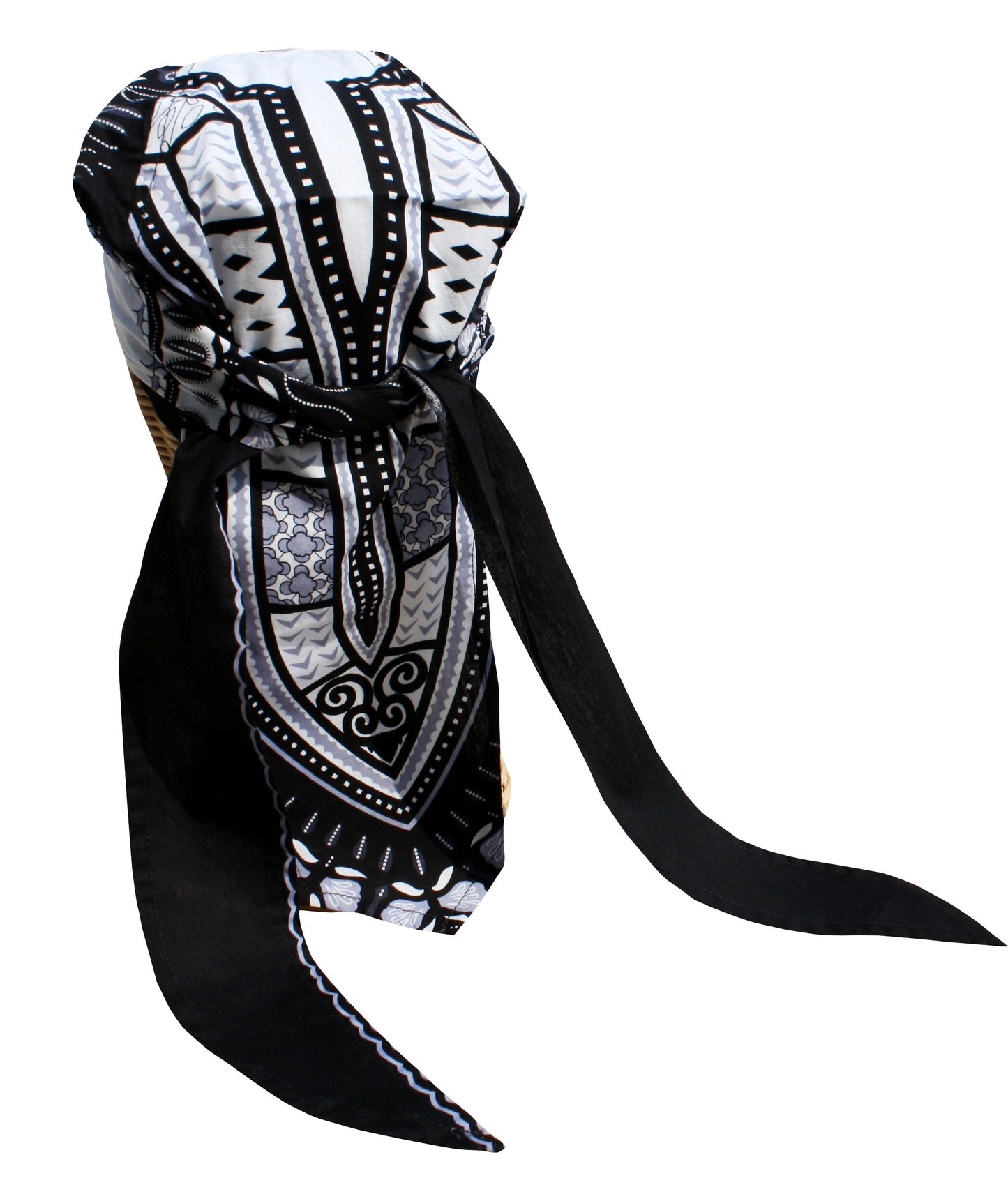 African Dashiki Cotton Pirates Hairtie - Bandana Tied Cap