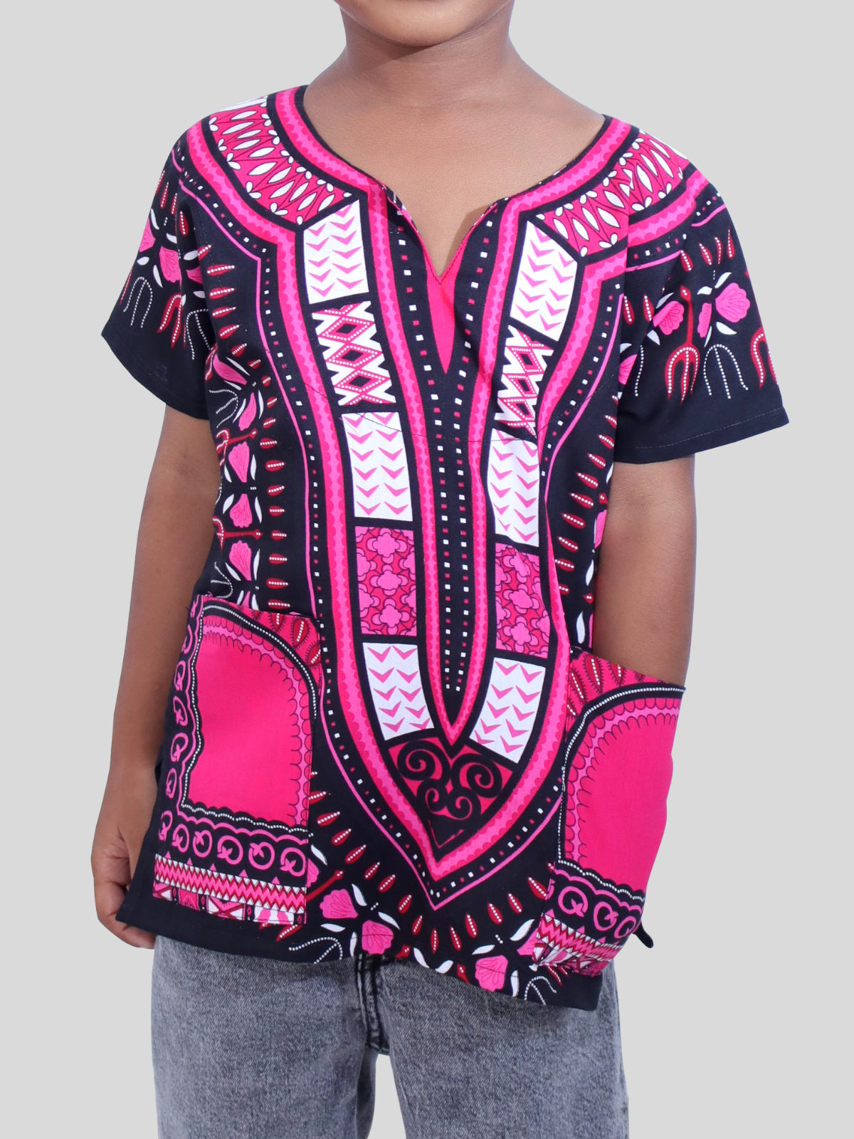 African Dashiki Children's Shirt Standard Cotton 100 % - Black