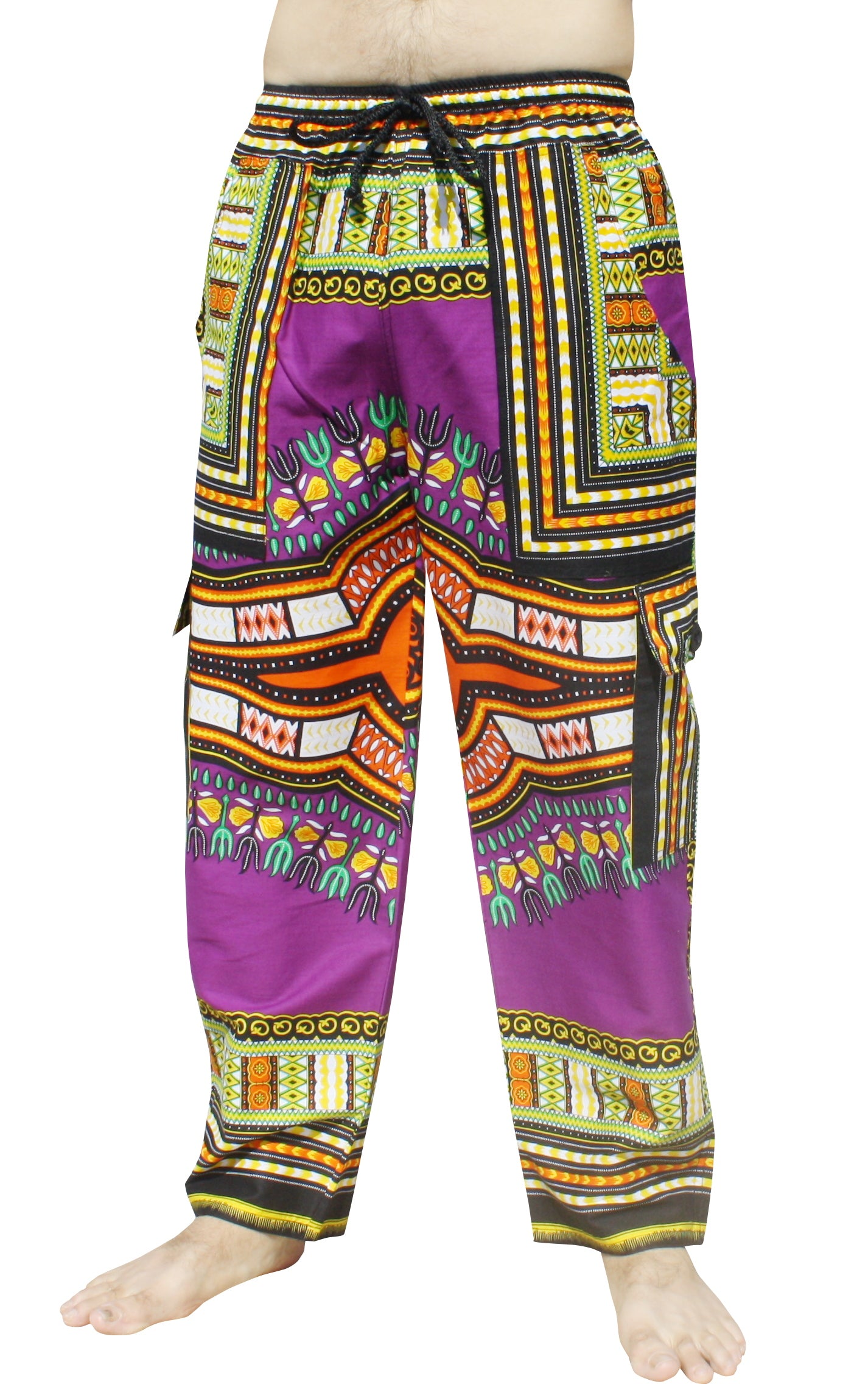 African Dashiki Unisex Pants - Cargo Pants Side Pockets