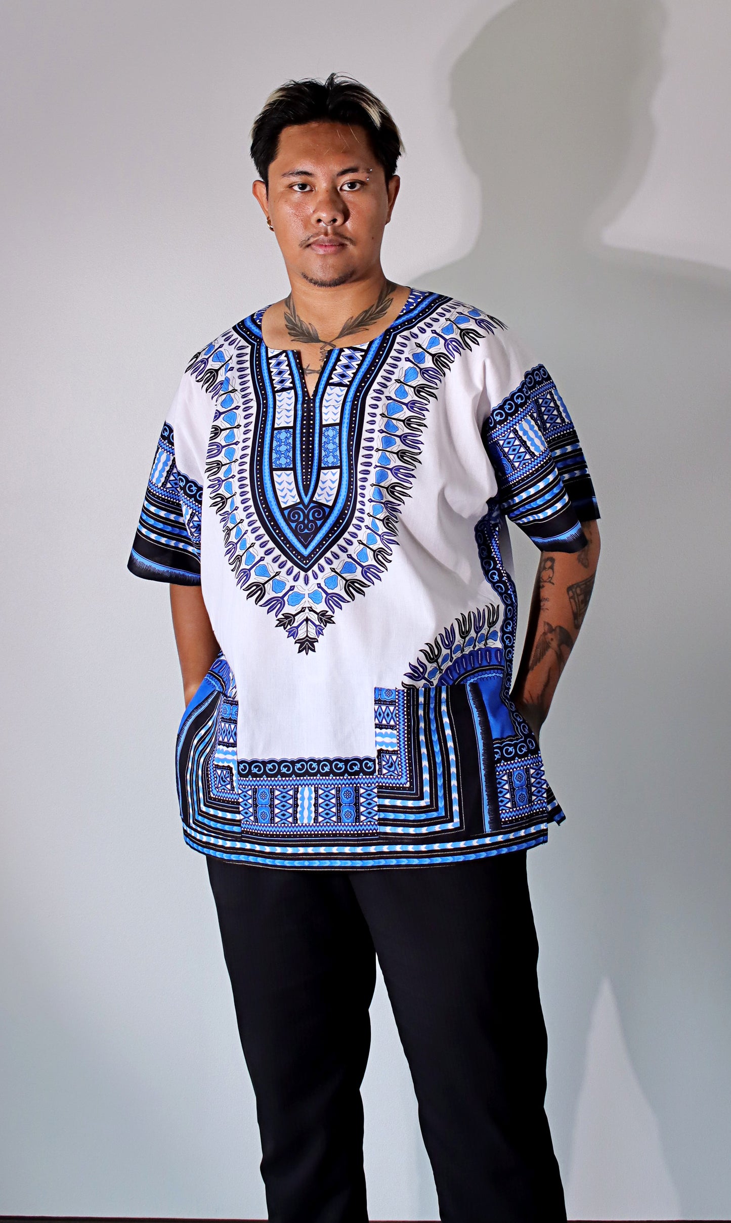 African Dashiki Unisex Shirt Standard Cotton 100% - Bright White