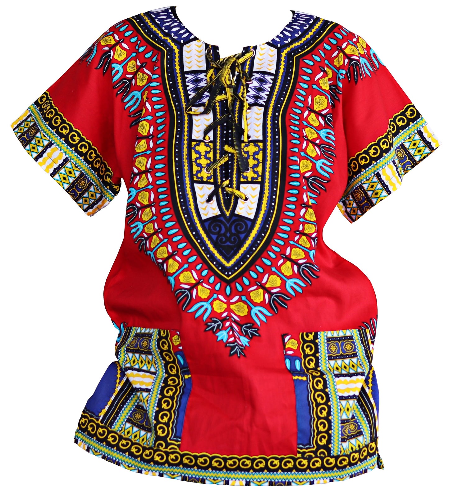 African Dashiki Unisex Shirt - Cotton Tied Collar