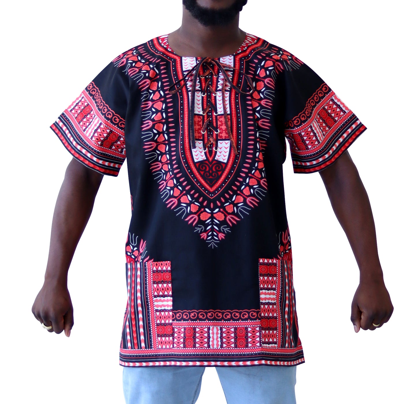 African Dashiki Unisex Shirt - Cotton Tied Collar