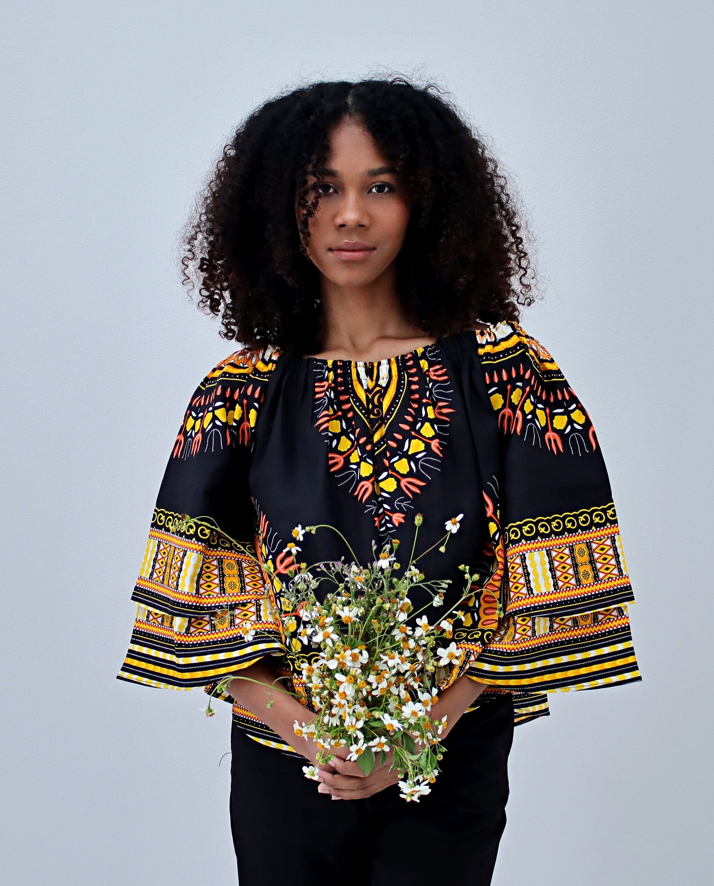 African Dashiki Womens Shirt - Off Shoulder Caftan Blouse