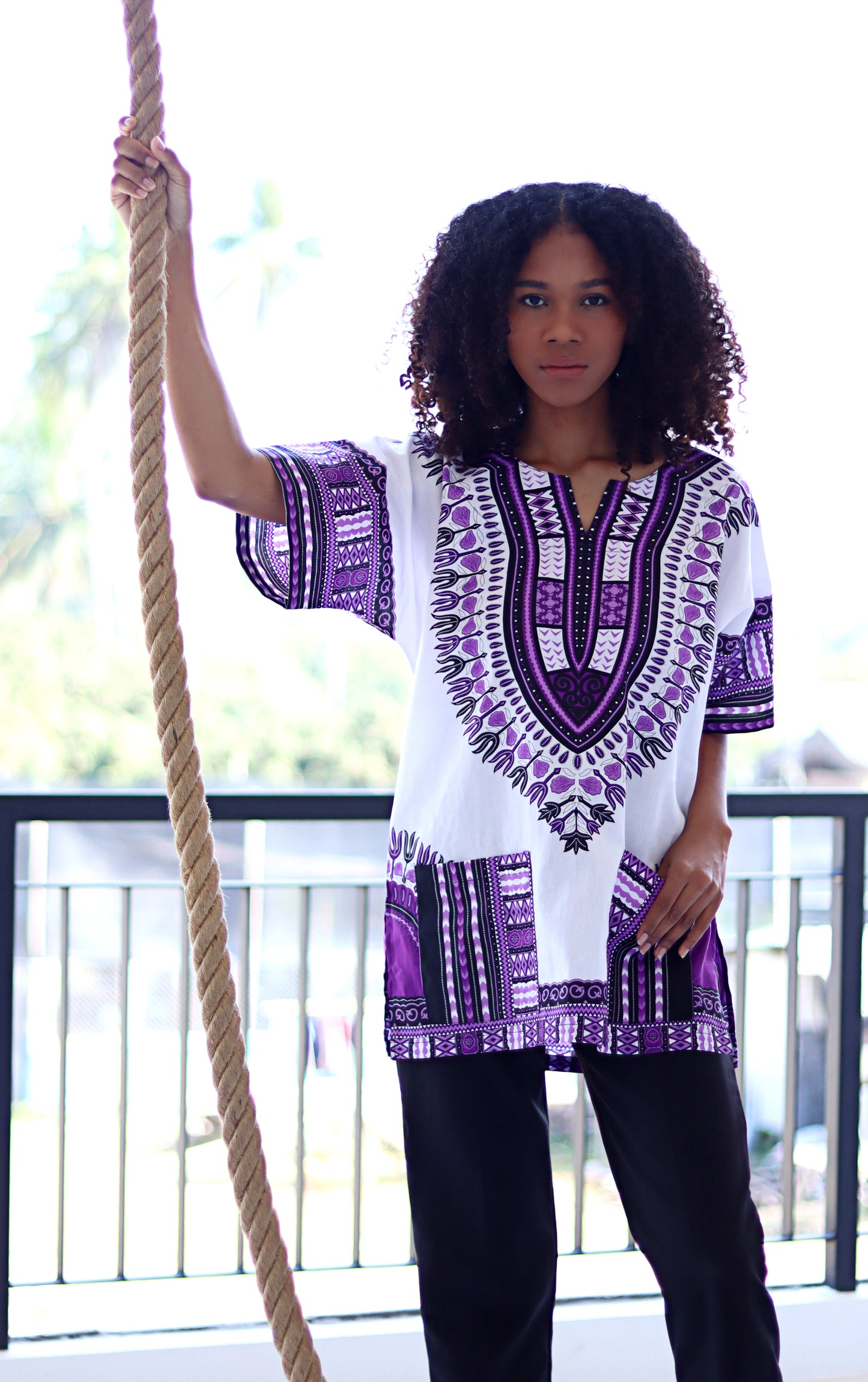 African Dashiki Unisex Shirt Standard Cotton 100% - Bright White