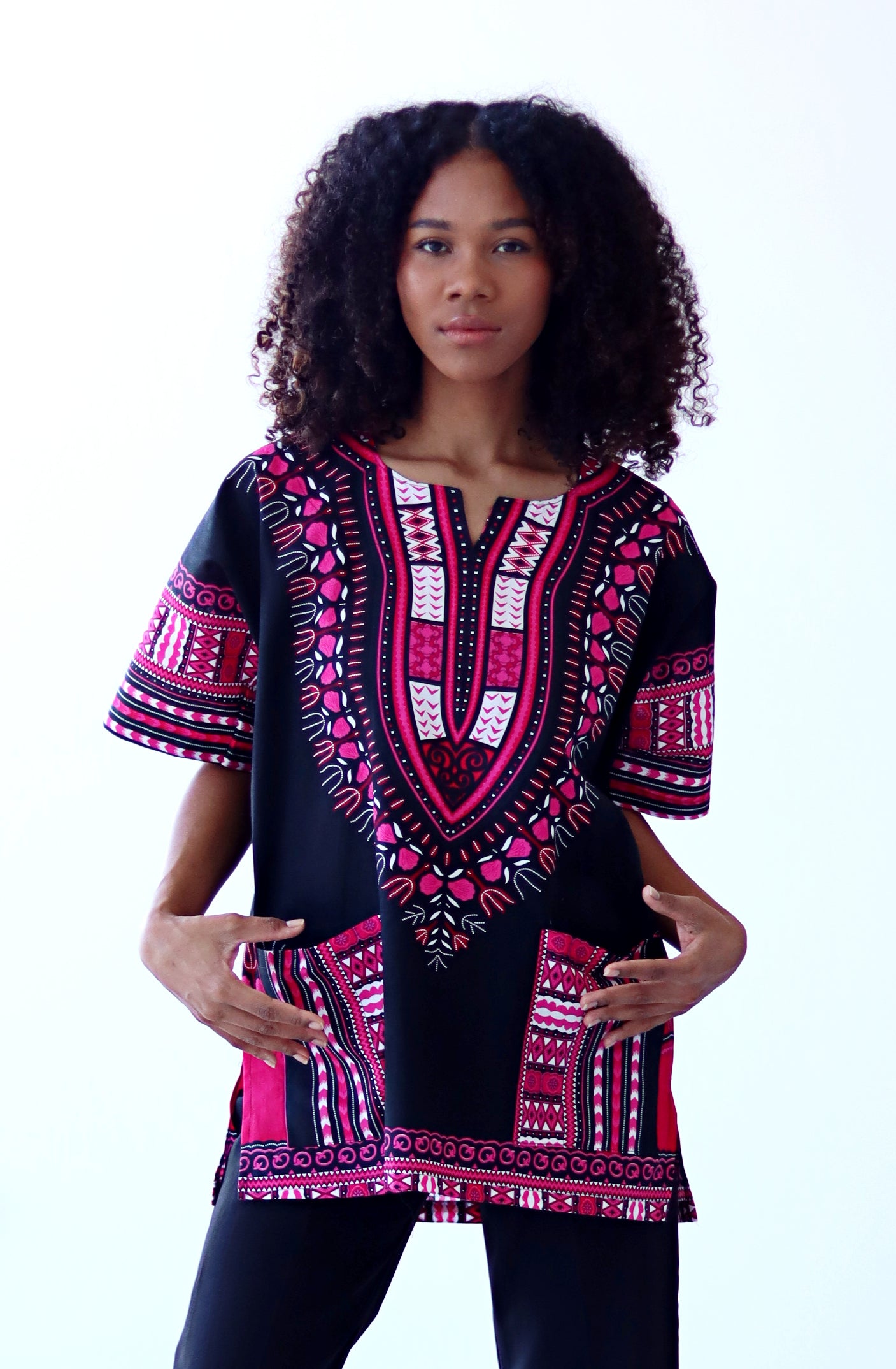 African Dashiki Unisex Shirt Standard Cotton 100% - Bold Black