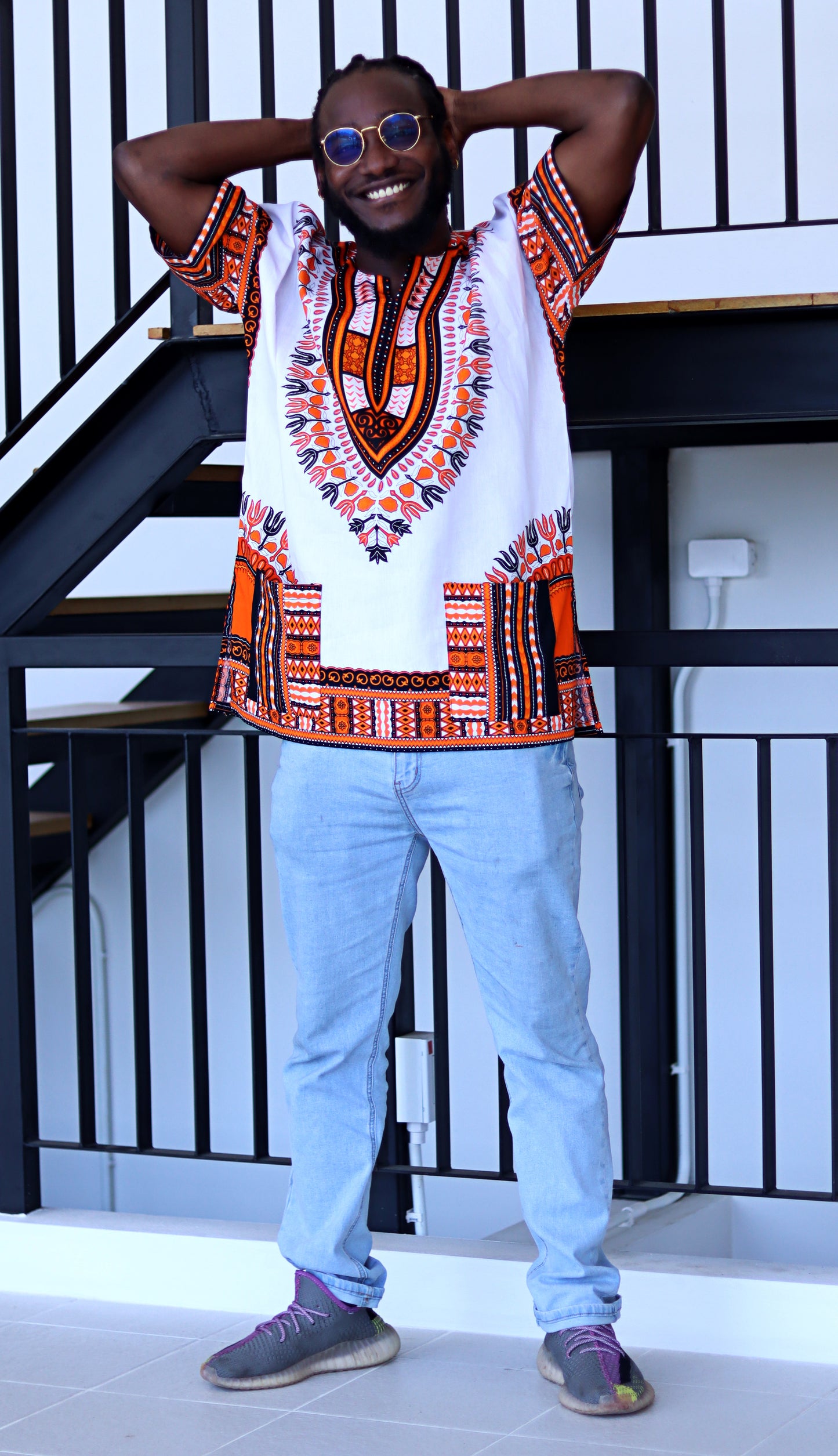 African Dashiki Unisex Shirt Standard Cotton 100% - Bright White