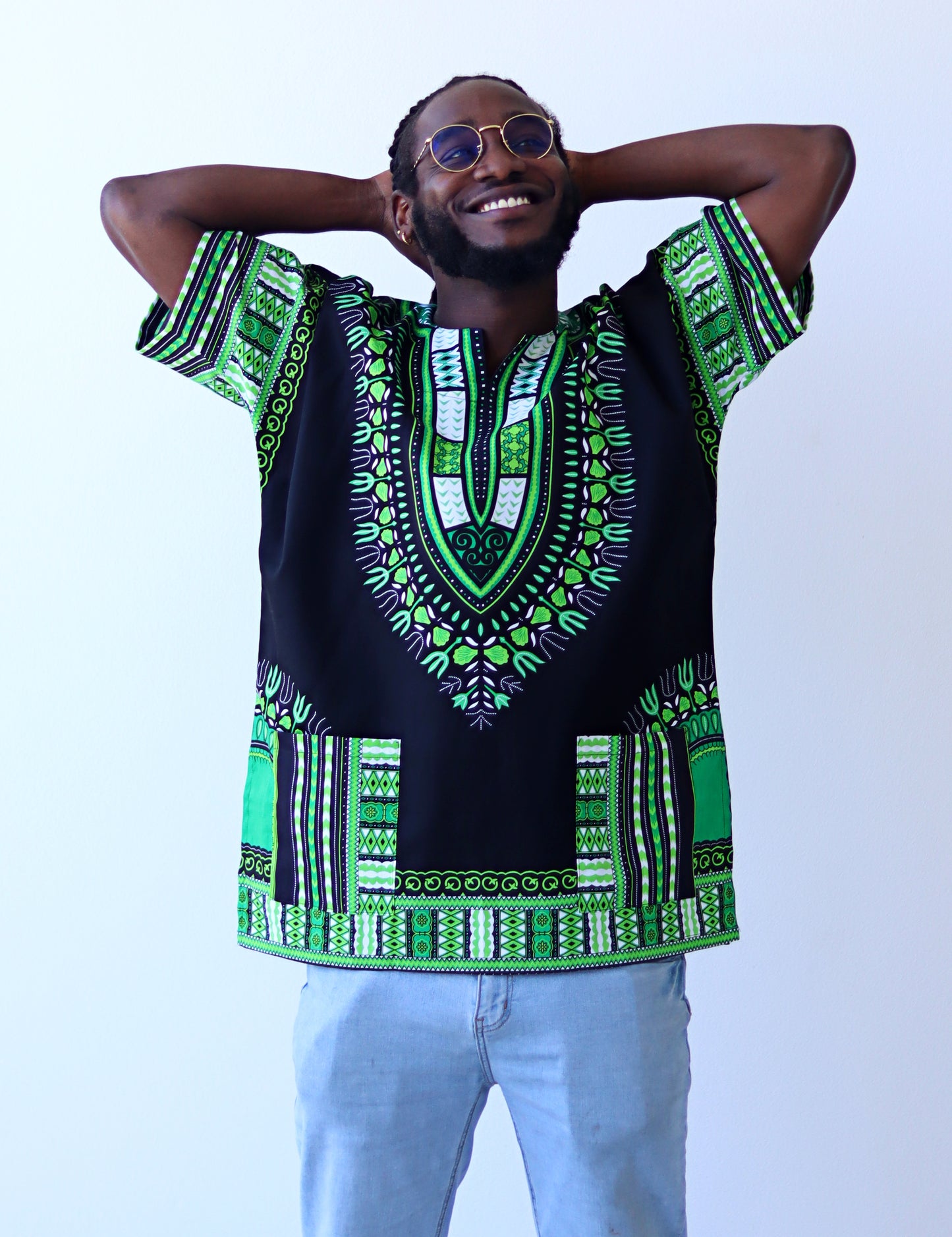 African Dashiki Unisex Shirt Standard Cotton 100% - Bold Black