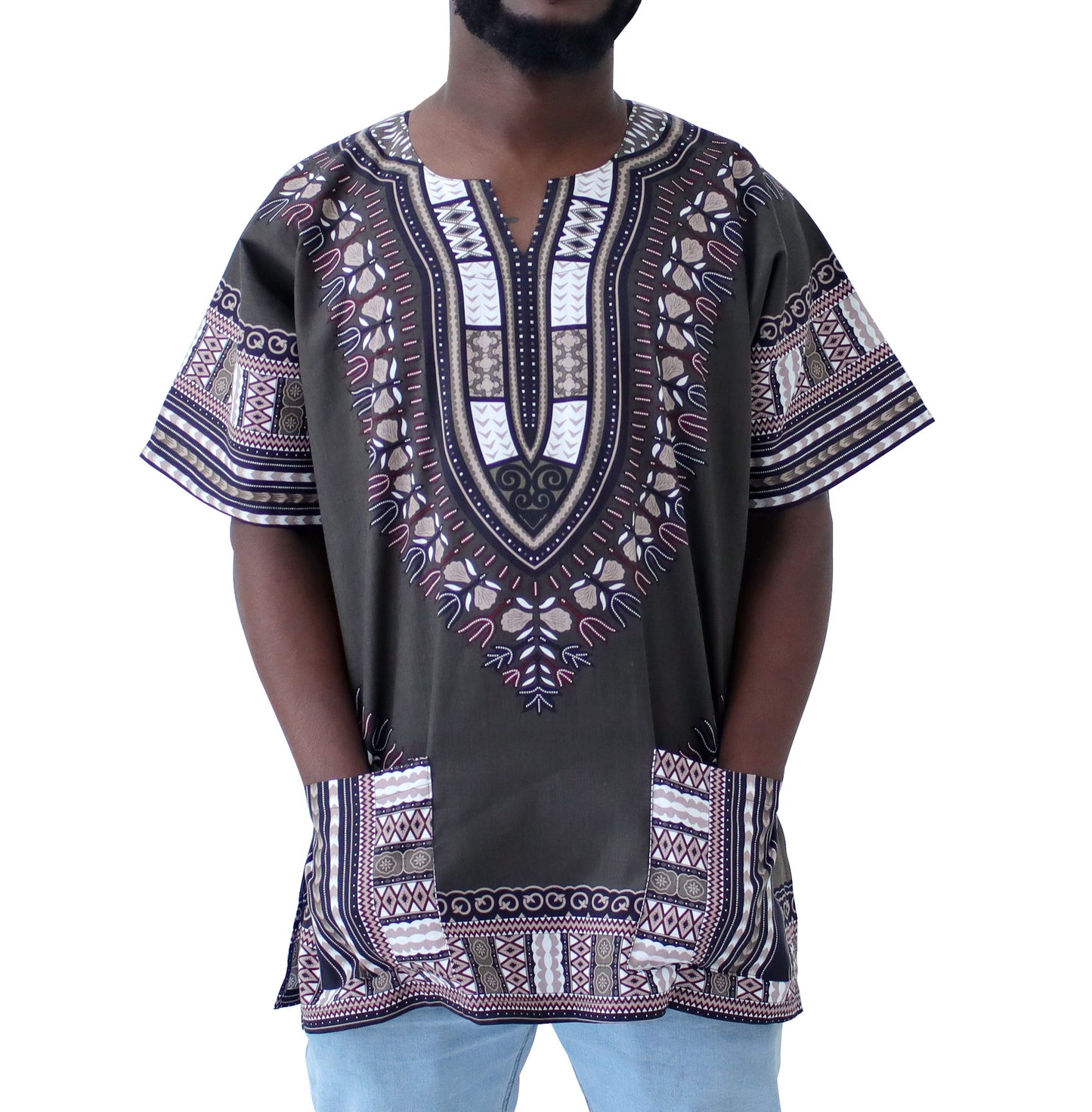 African Dashiki Unisex Shirt Standard Cotton 100% - Dark Colors