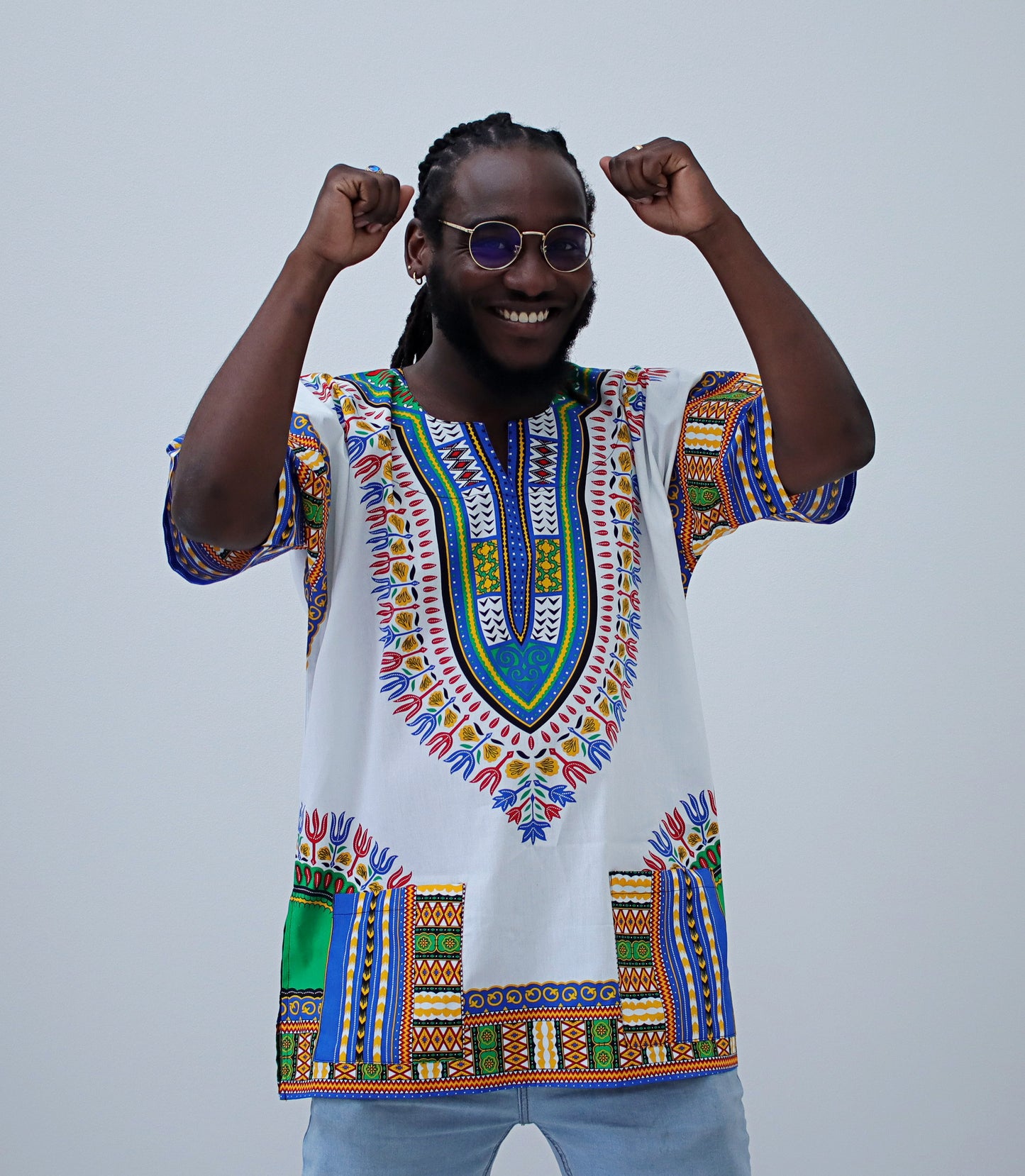 African Dashiki Unisex Shirt Standard Cotton 100% - Bright White