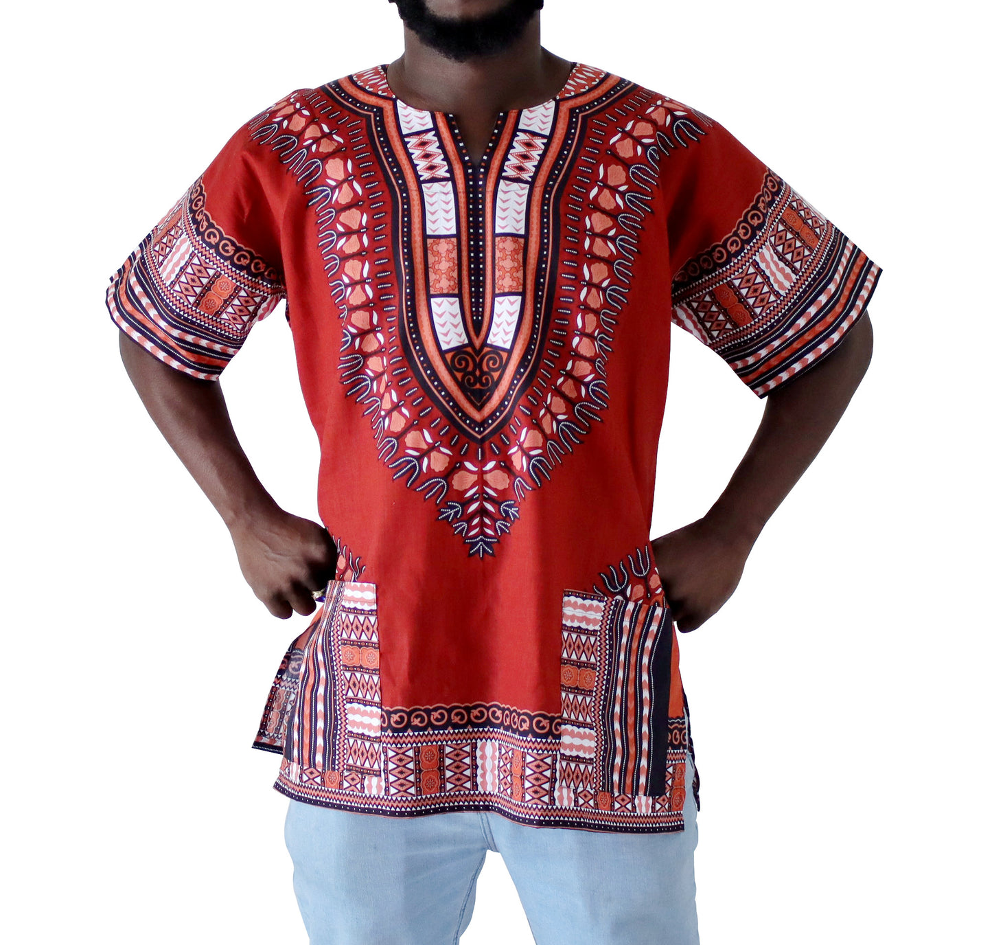 African Dashiki Unisex Shirt Standard Cotton 100% - Dark Colors