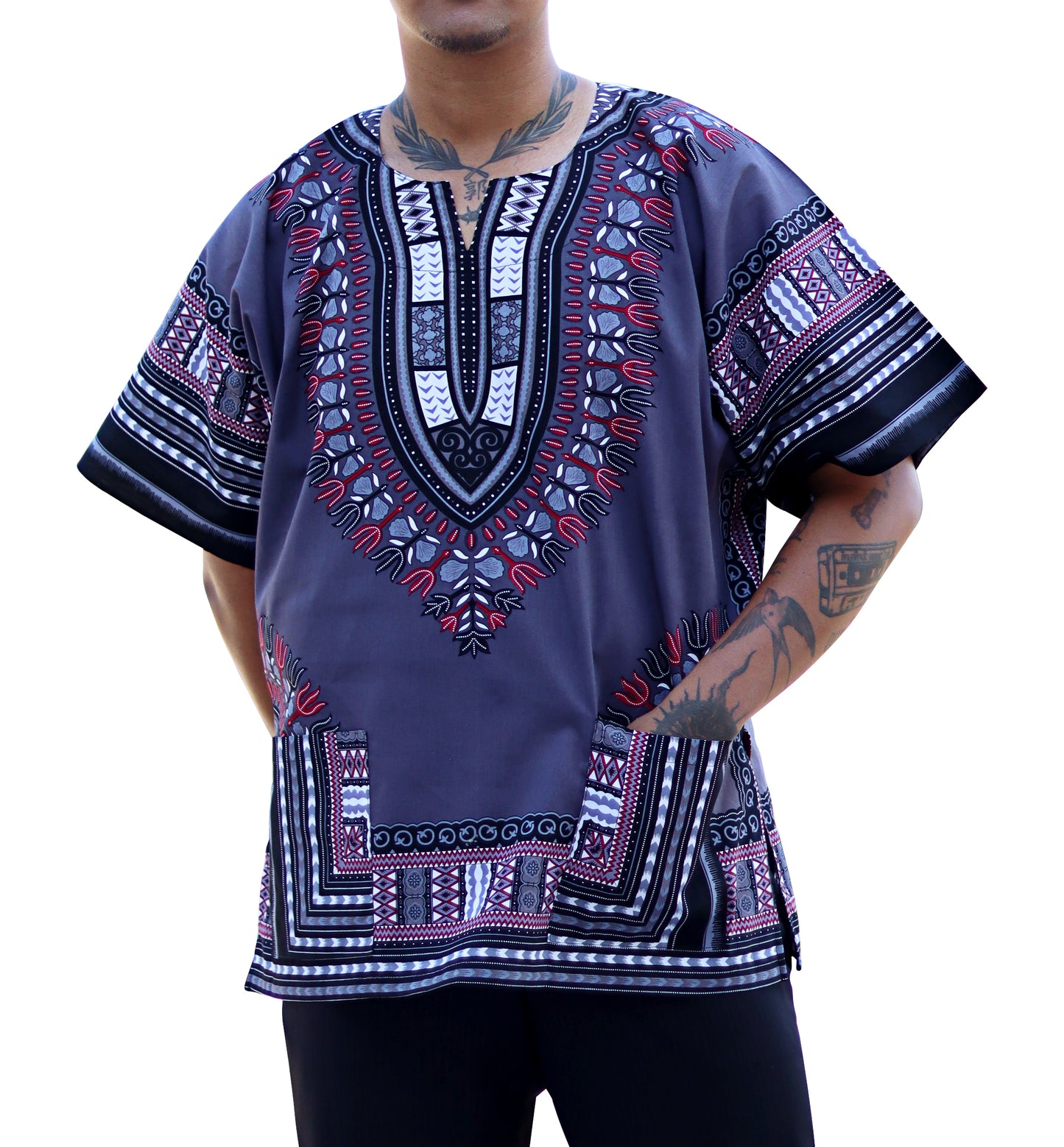 African Dashiki Unisex Shirt Standard Cotton 100% - Dark Colors