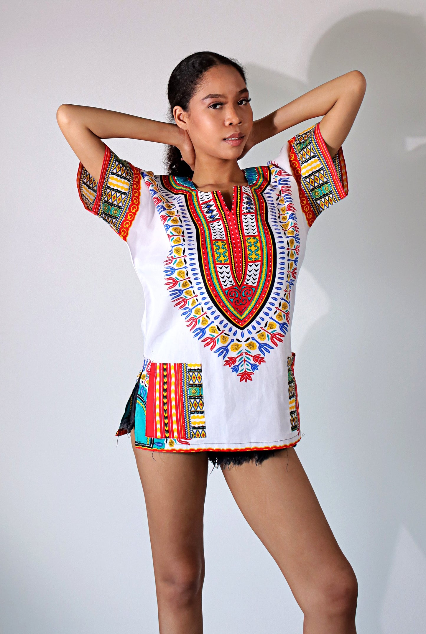 African Dashiki Unisex Shirt Standard Cotton 100% - Bright White