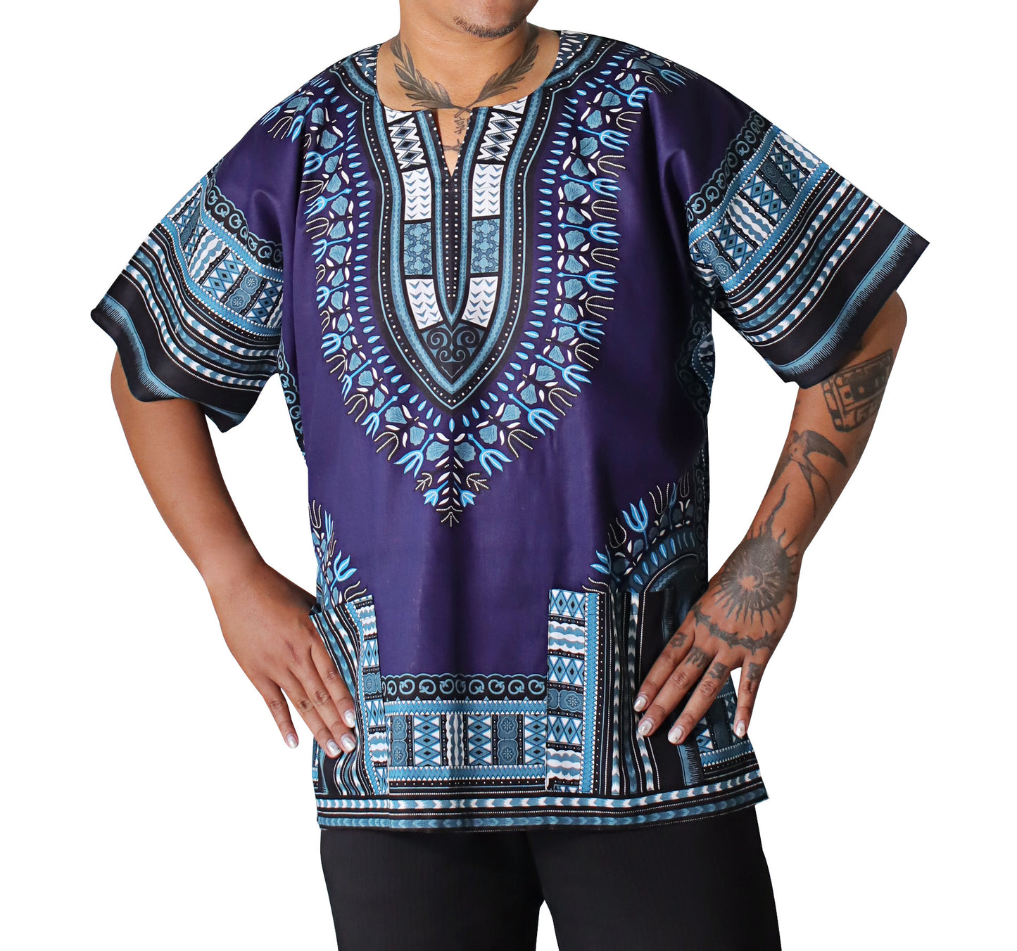 African Dashiki Unisex Shirt Standard Cotton 100% - Dark Colors