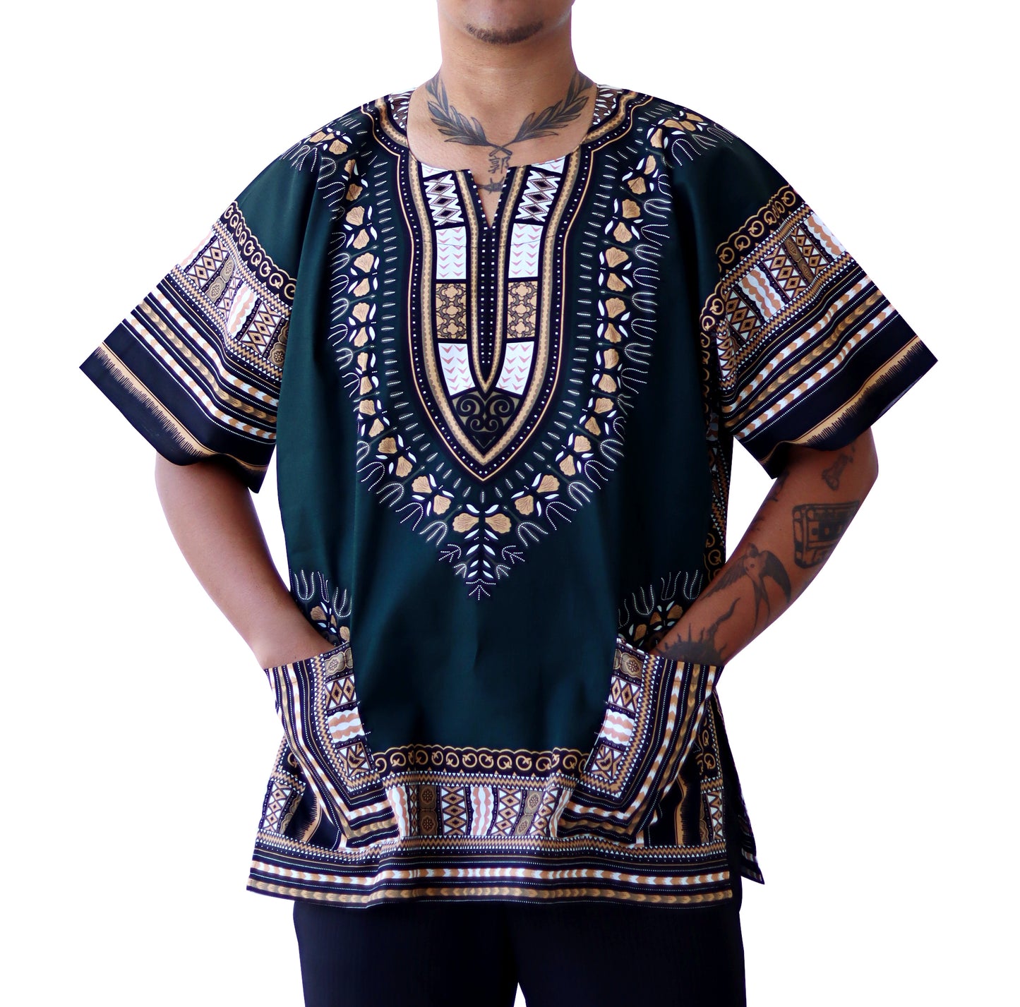 African Dashiki Unisex Shirt Standard Cotton 100% - Dark Colors