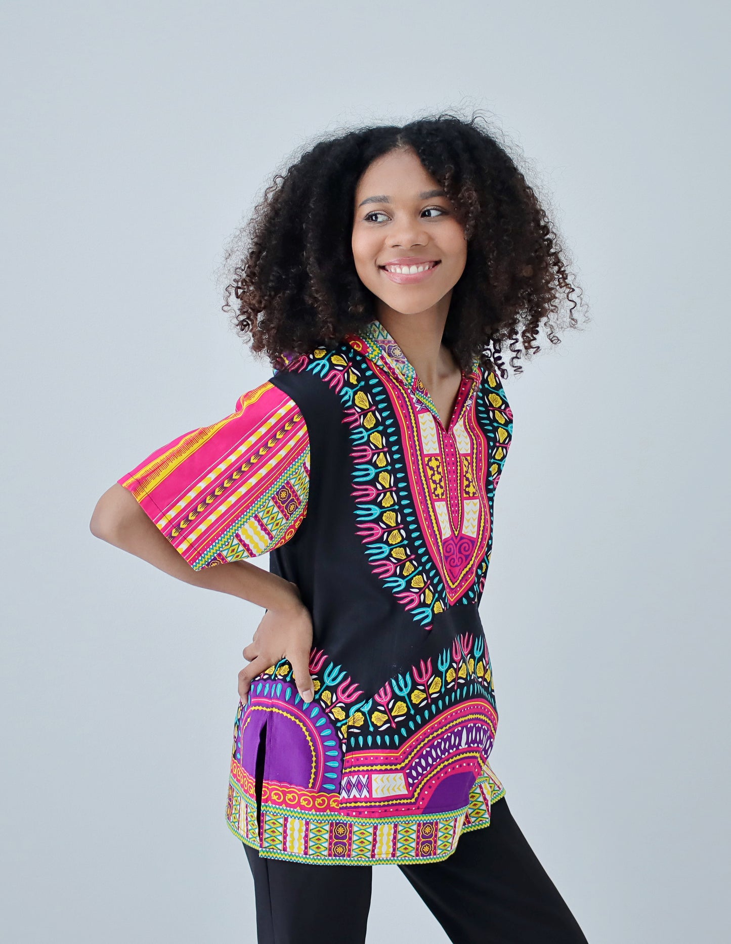African Dashiki Unisex Shirt - Black Windbreaker Hoody Short Sleeve