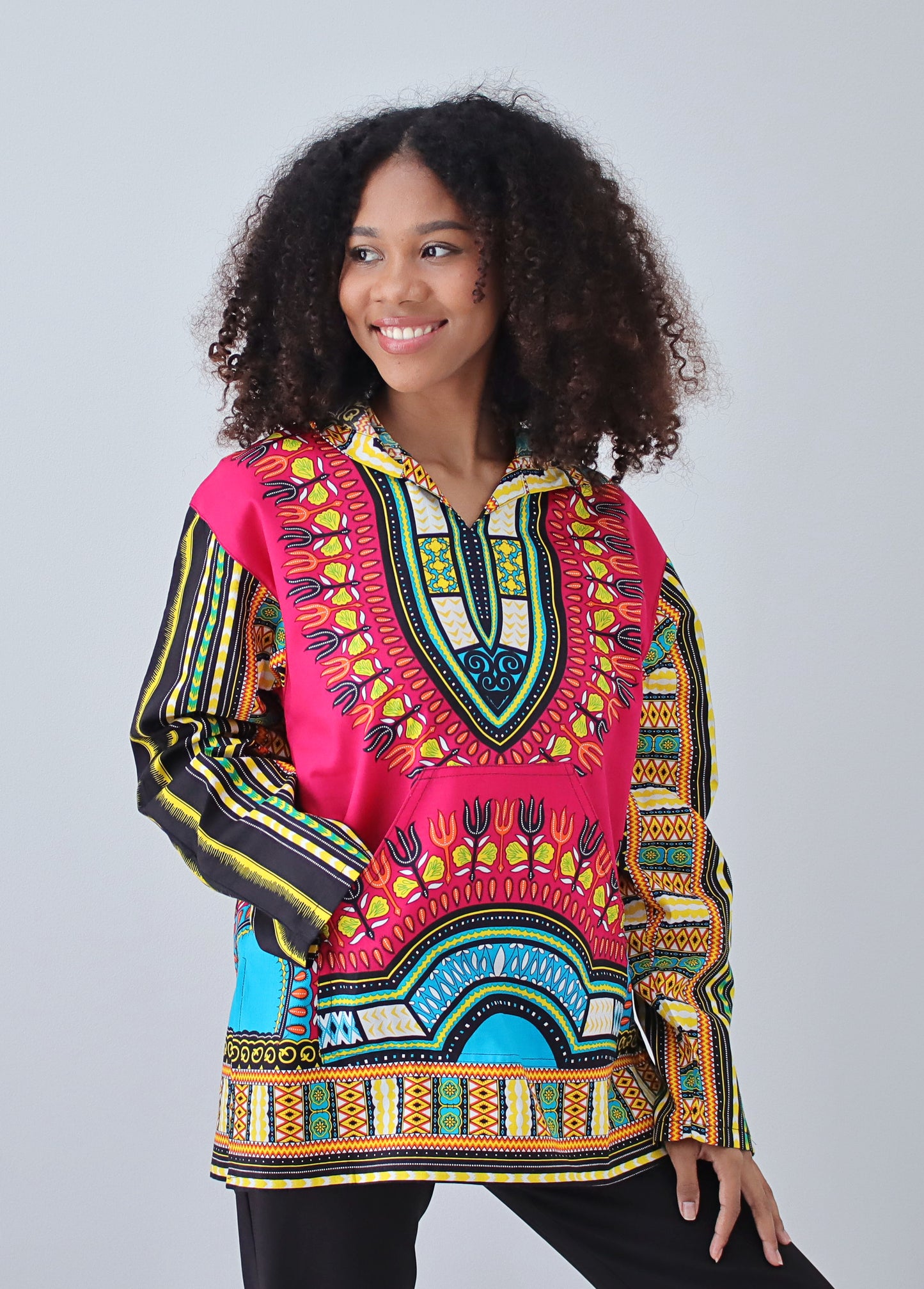 African Dashiki Unisex Jackets - Colorful Windbreaker Hoody Long Sleeve