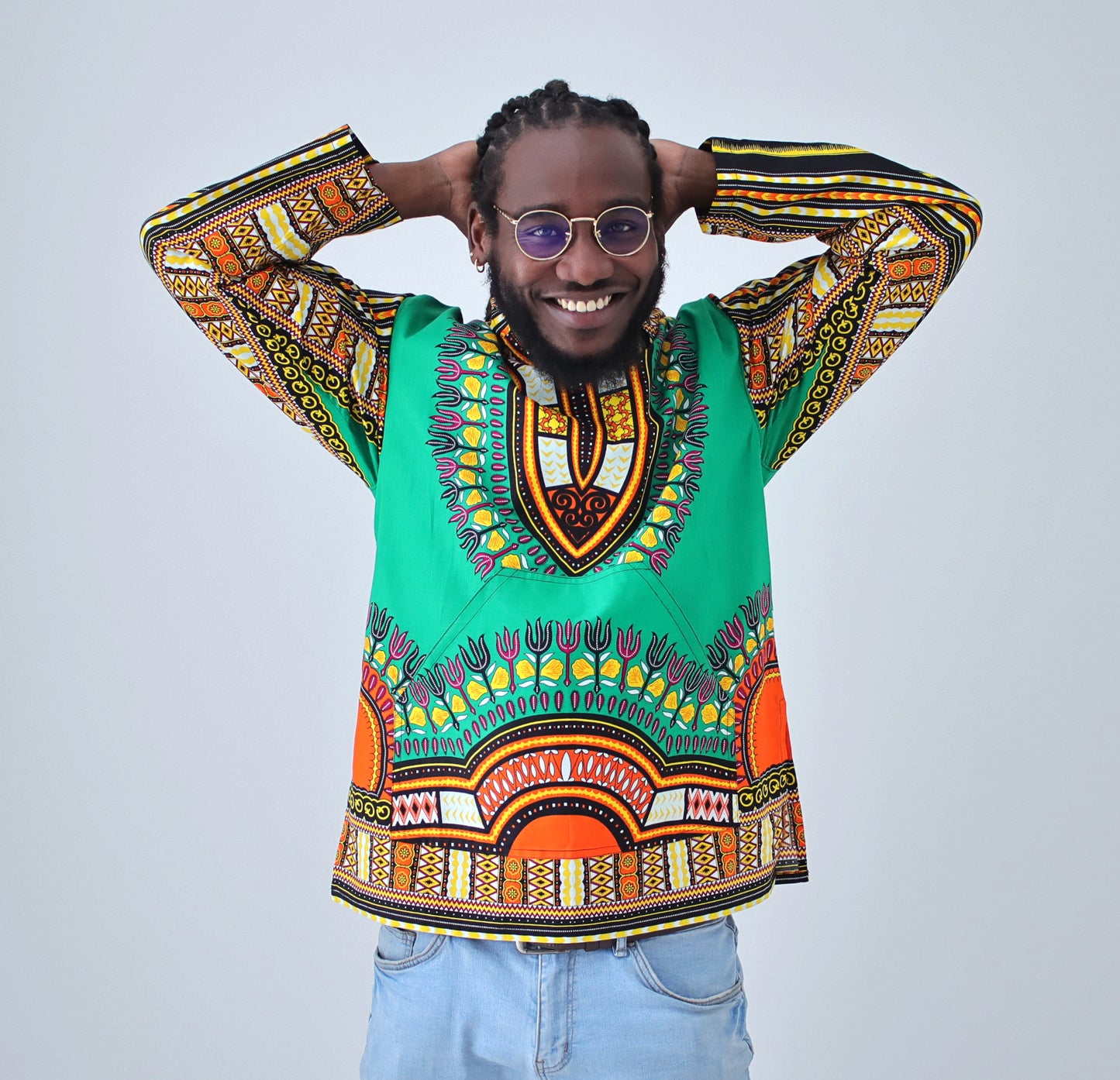 African Dashiki Unisex Jackets - Colorful Windbreaker Hoody Long Sleeve