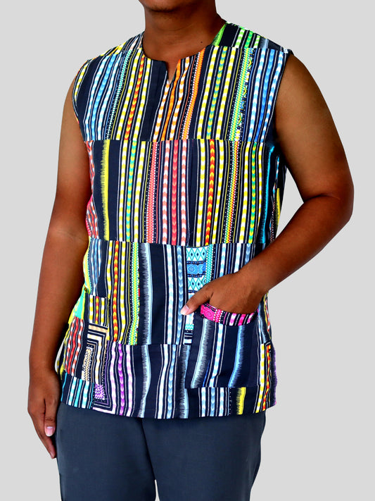 DA'IKI Hand Quilted Cotton Patchwork Africa Dashiki Vest Afrikan Shirt