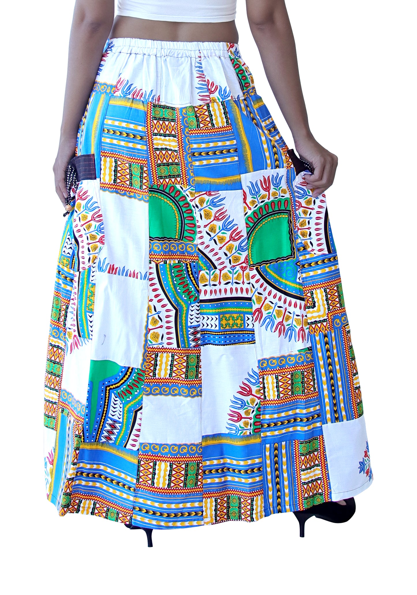 Tennessee Homestead Patchwork Boubou Skirt with Side Pockets Dashiki Art