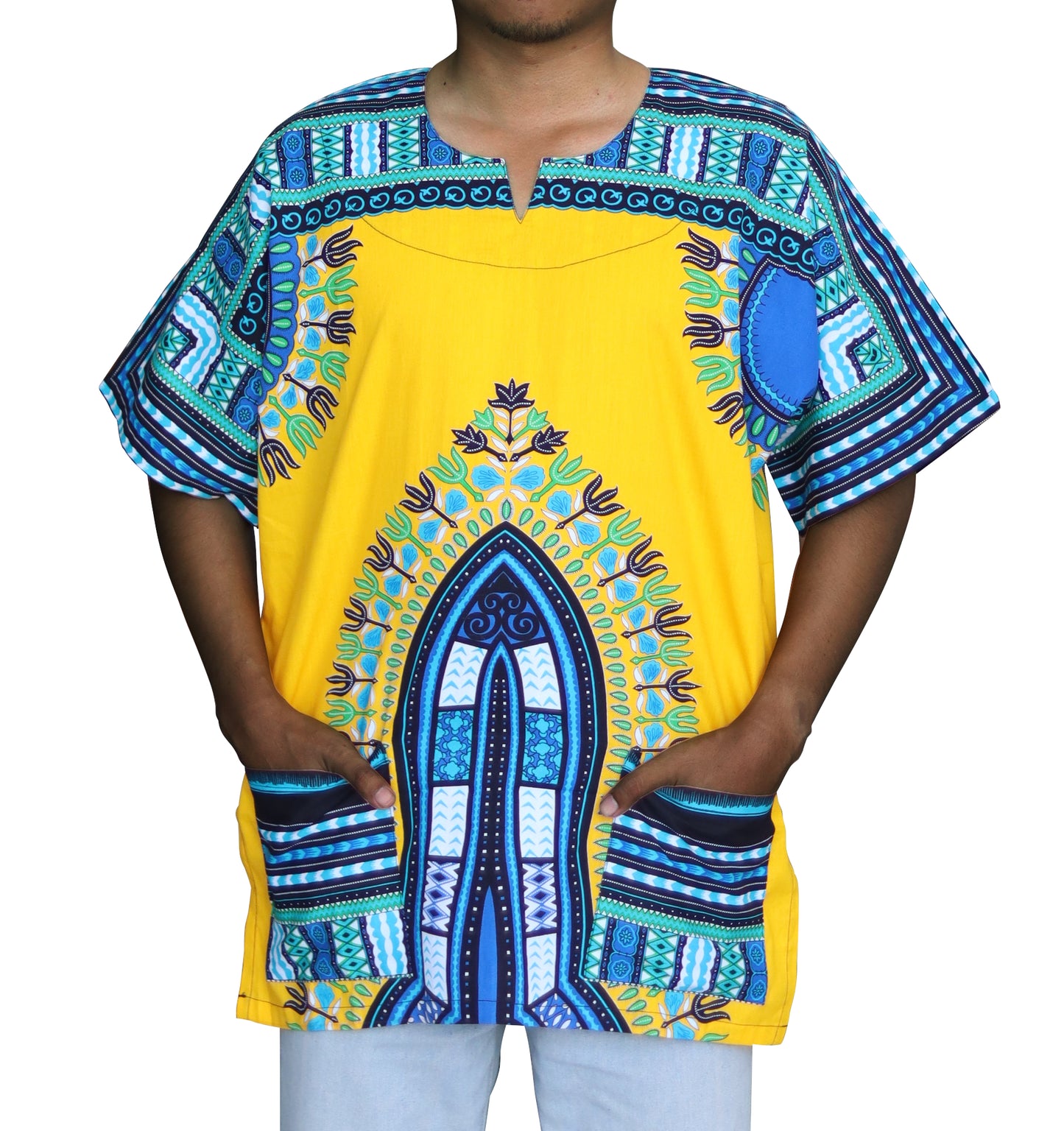 DA'IKI Traditional African Spearhead Warrior Shirt for Men and Women 100% Cotton