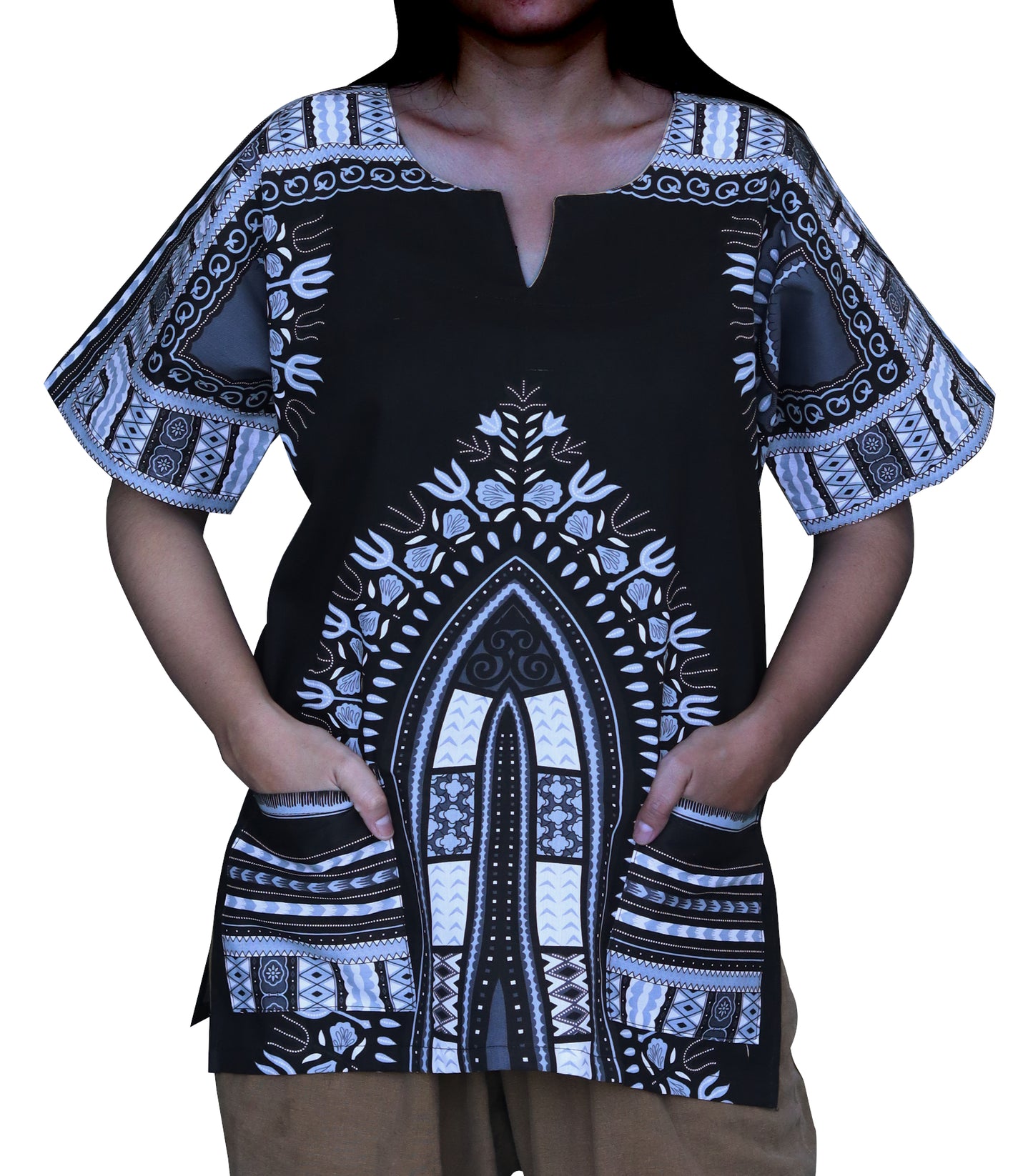 DA'IKI Traditional African Spearhead Warrior Shirt for Men and Women 100% Cotton