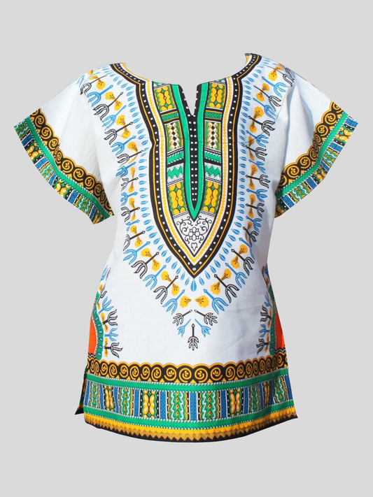 African Dashiki Children's Shirt Standard Cotton 100 % - Variety White