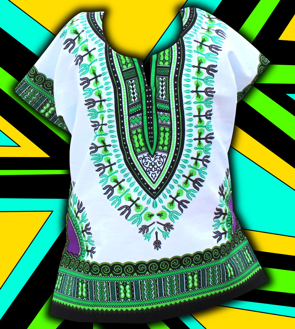 African Dashiki Children's Shirt Standard Cotton 100 % - Bright White