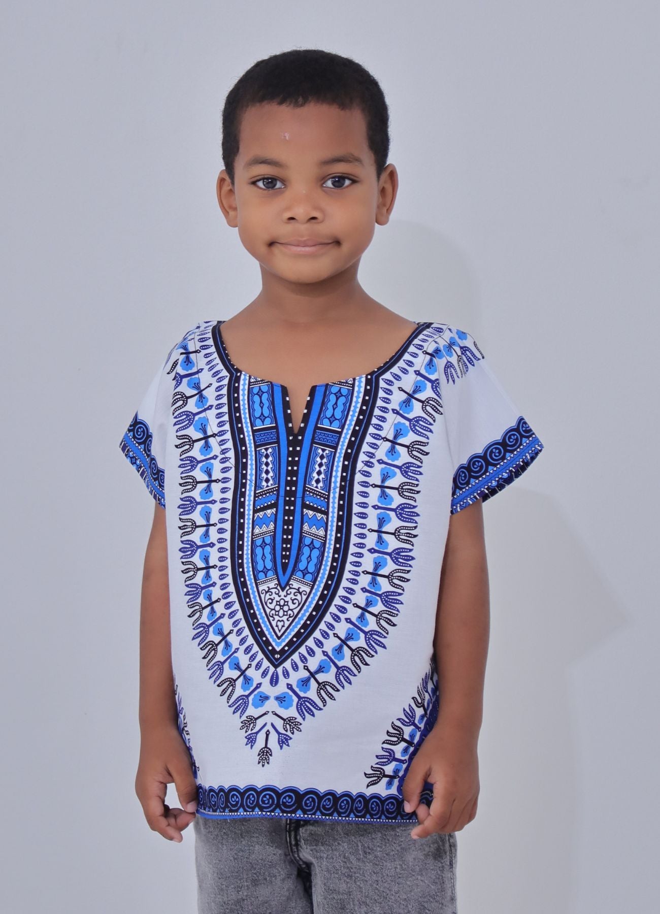 African Dashiki Children's Shirt Standard Cotton 100 % - Bright White