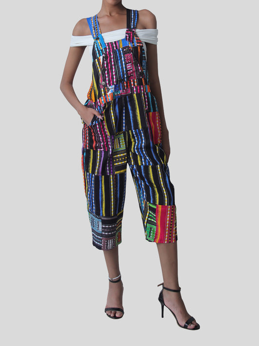 Onepiece JumpSuit Capri Leg Vintage TouchUp Dashiki Art in Cotton