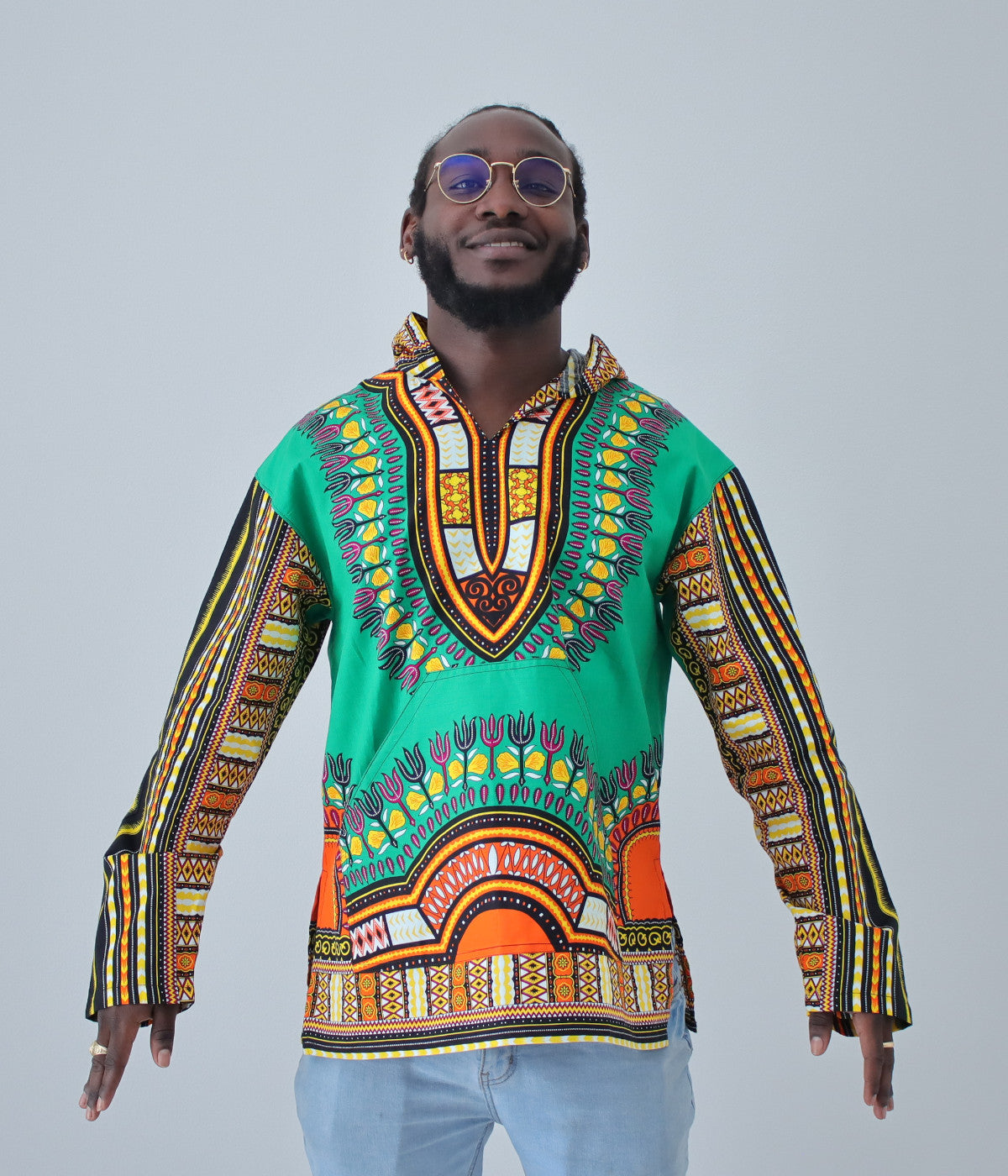 African Dashiki Unisex Jackets - Colorful Windbreaker Hoody Long Sleeve