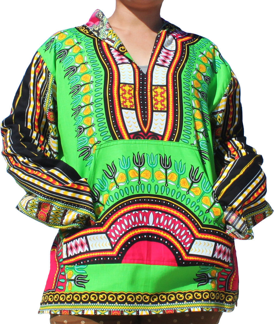 African Dashiki Unisex Jackets - Colorful Windbreaker Hoody Long Sleeve