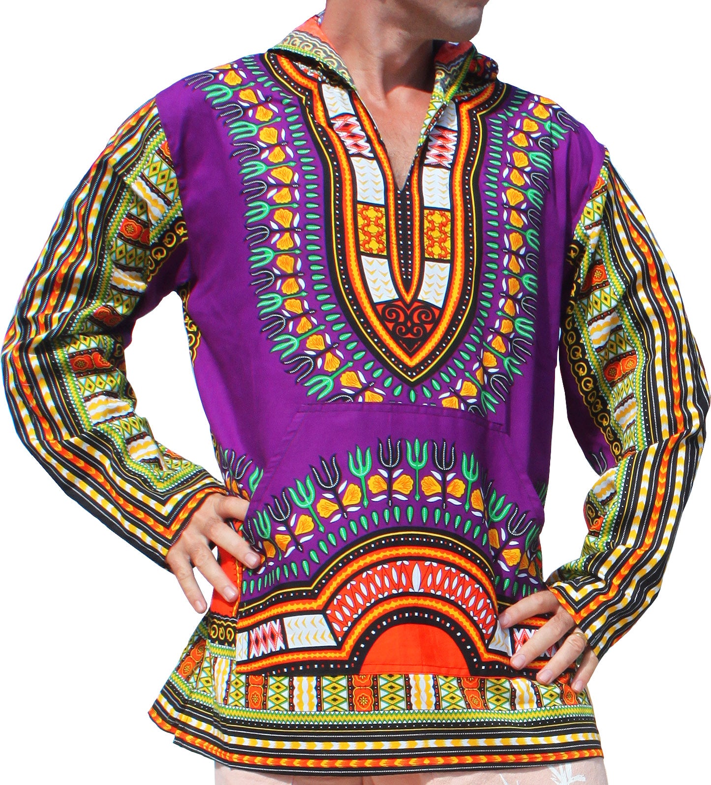 African Dashiki Unisex Jackets - Colorful Windbreaker Hoody Long Sleeve