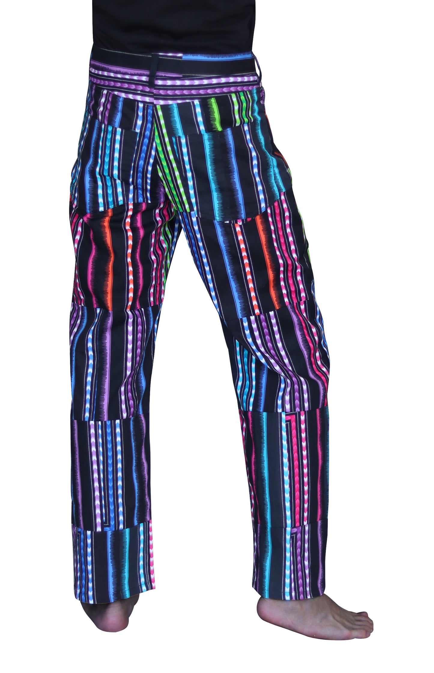 Fitted Jeans with Metal Fly Buttons Handcrafted Cotton Patch African Dashiki