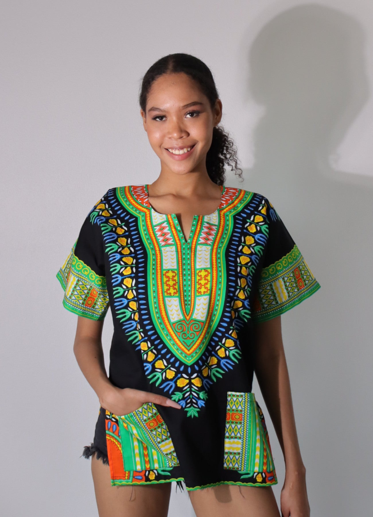 African Dashiki Unisex Shirt Standard Cotton 100% - Bold Black