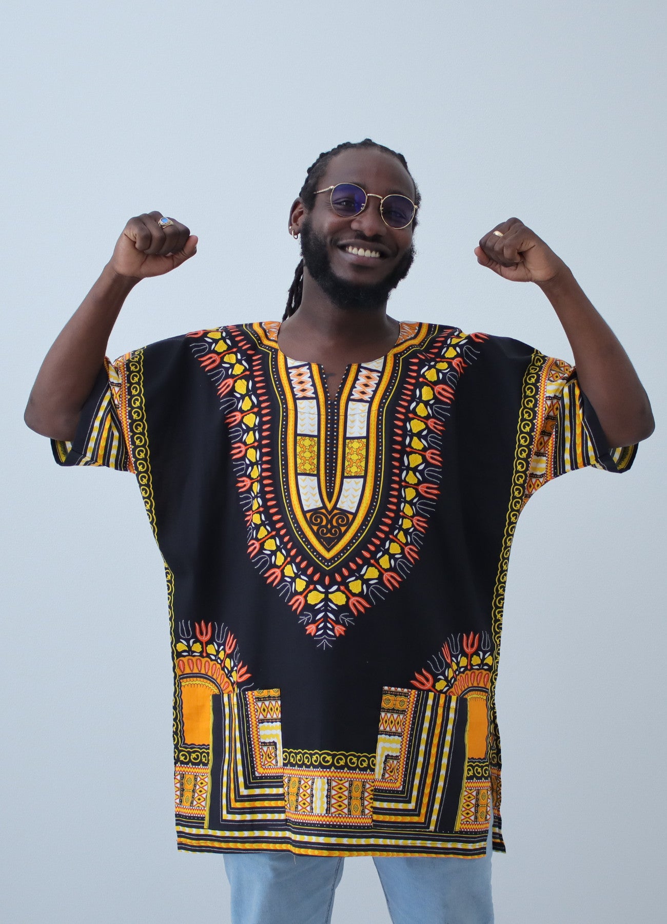 African Dashiki Unisex Shirt Standard Cotton 100% - Bold Black