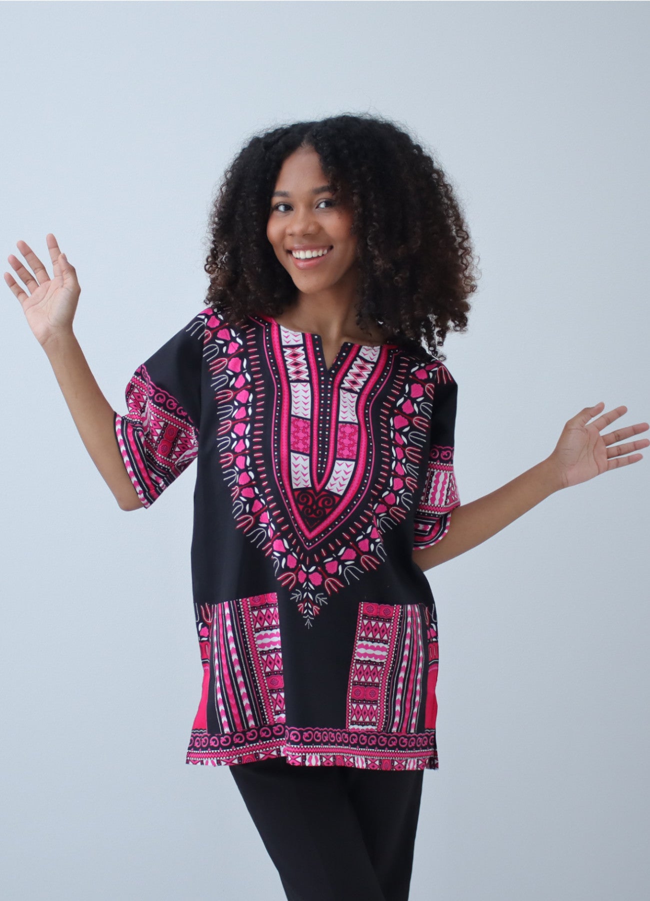 African Dashiki Unisex Shirt Standard Cotton 100% - Bold Black