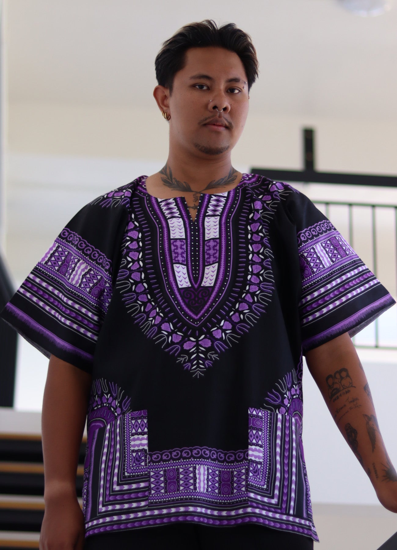 African Dashiki Unisex Shirt Standard Cotton 100% - Bold Black