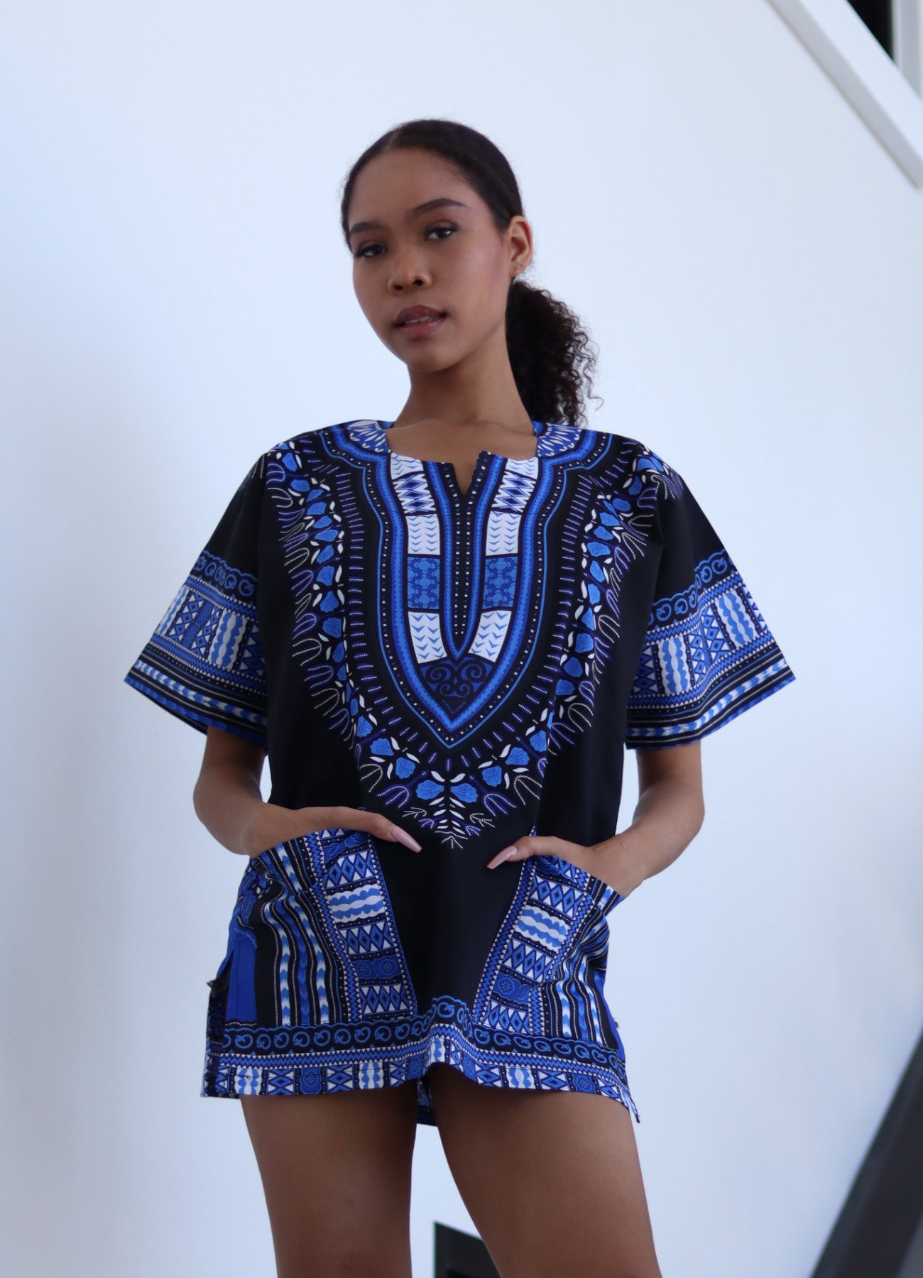 African Dashiki Unisex Shirt Standard Cotton 100% - Bold Black