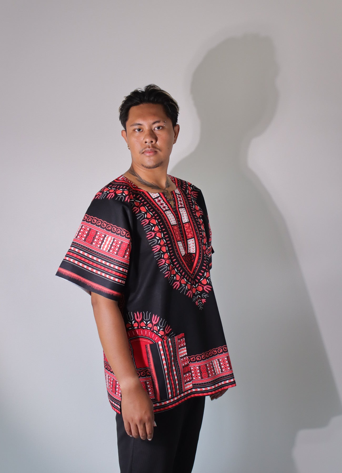 African Dashiki Unisex Shirt Standard Cotton 100% - Bold Black