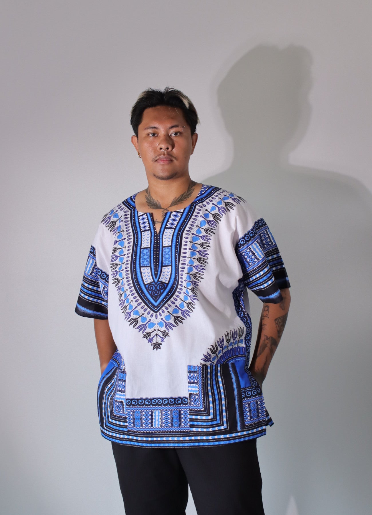 African Dashiki Unisex Shirt Standard Cotton 100% - Bright White