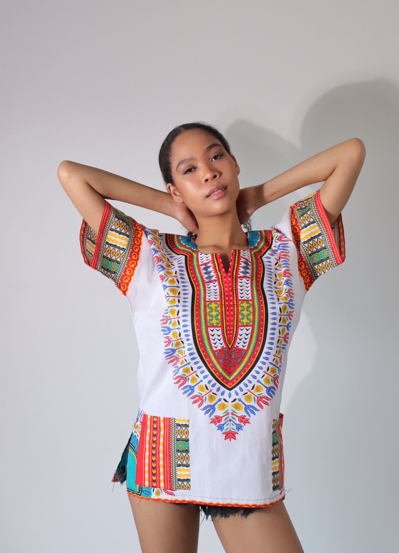 African Dashiki Unisex Shirt Standard Cotton 100% - Bright White