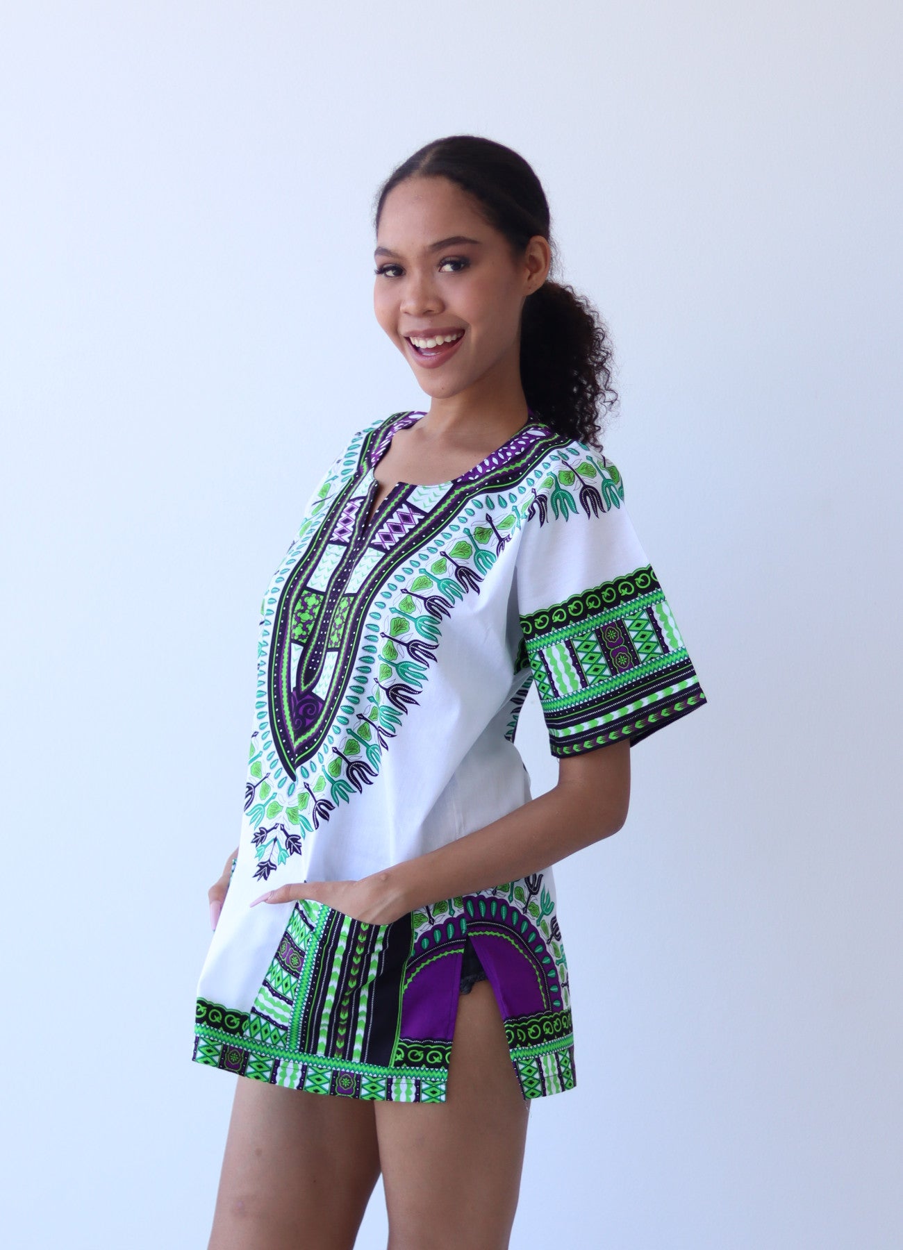 African Dashiki Unisex Shirt Standard Cotton 100% - Bright White