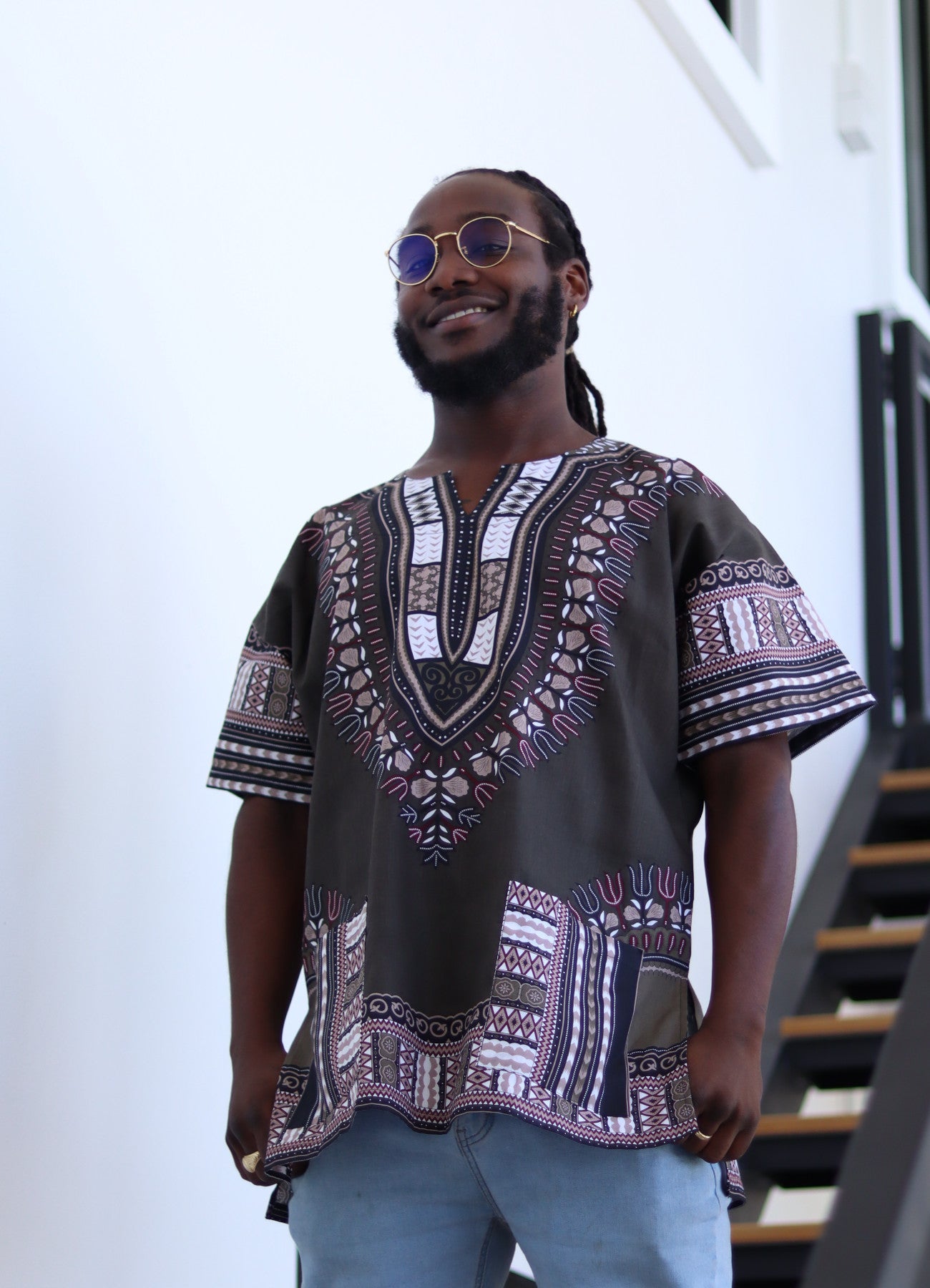 African Dashiki Unisex Shirt Standard Cotton 100% - Dark Colors